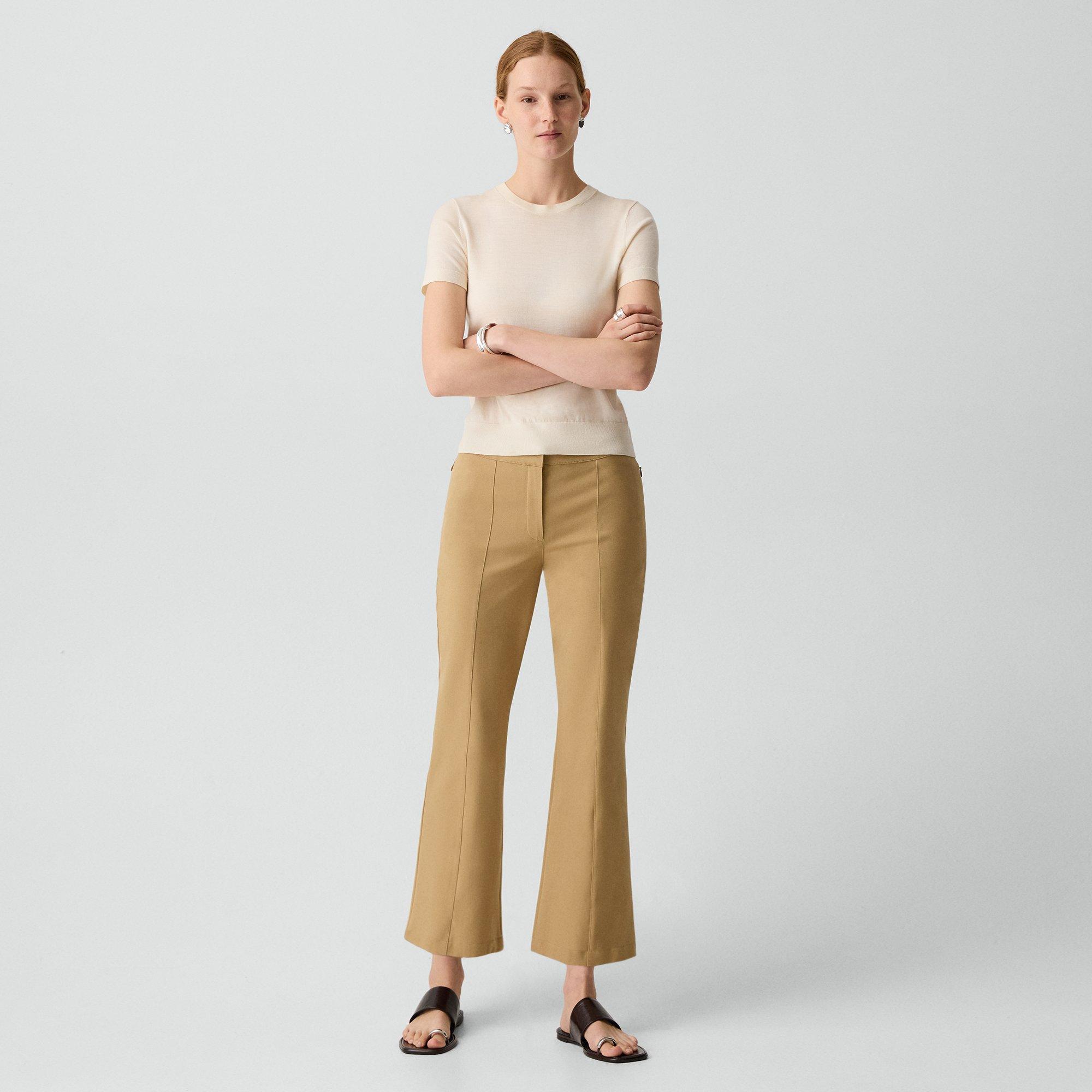 Seamed Kick Pant in Stretch Cotton-Blend