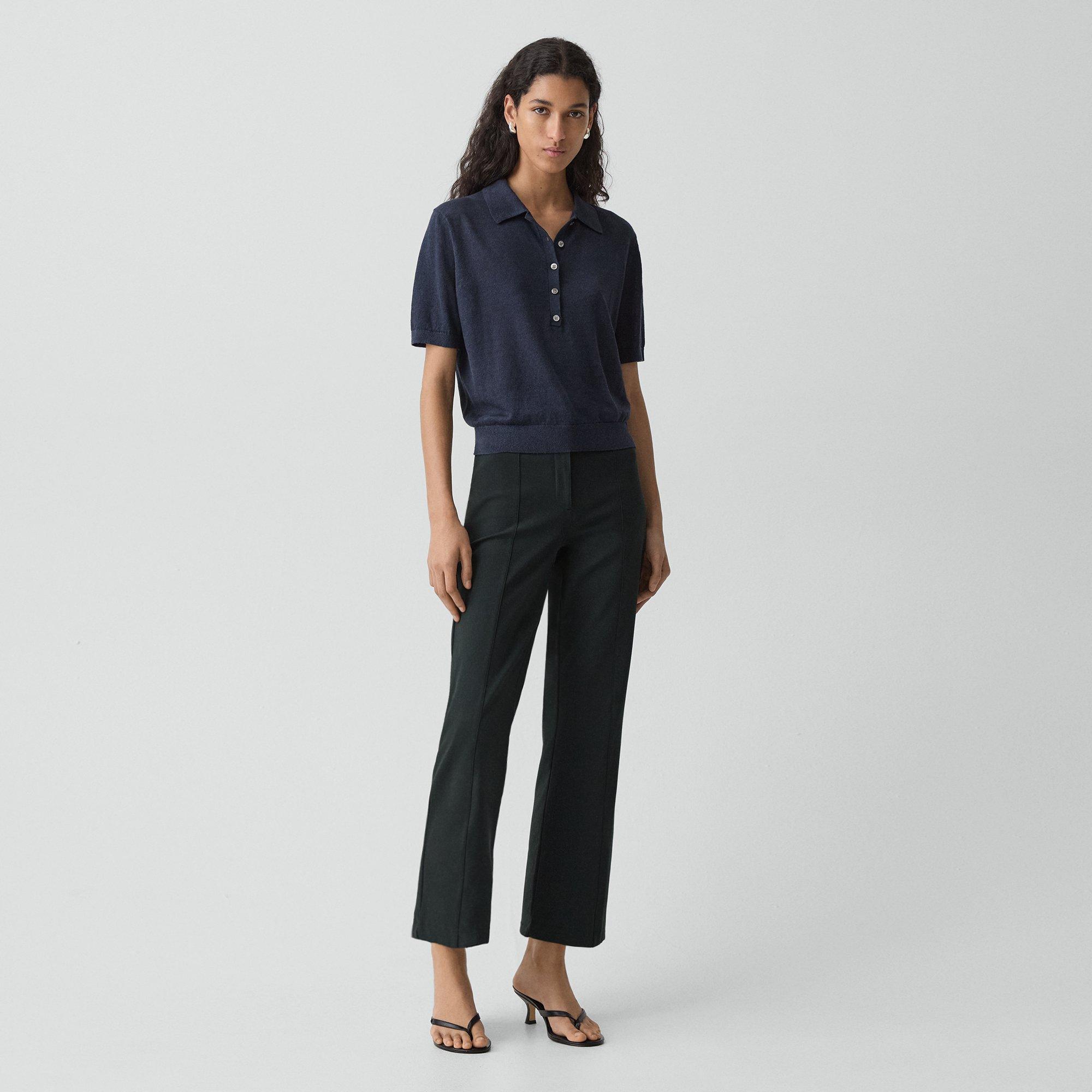 Seamed Kick Pant in Stretch Cotton-Blend