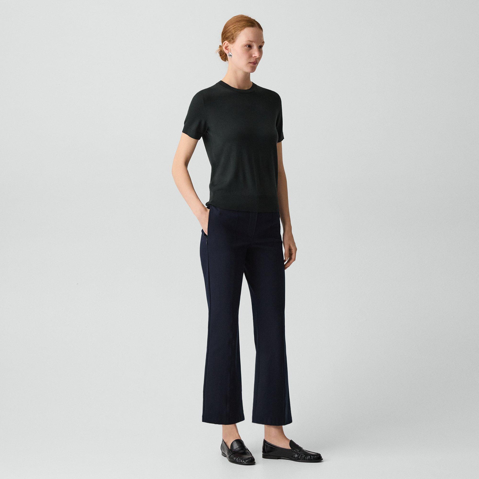 Seamed Kick Pant in Stretch Cotton-Blend