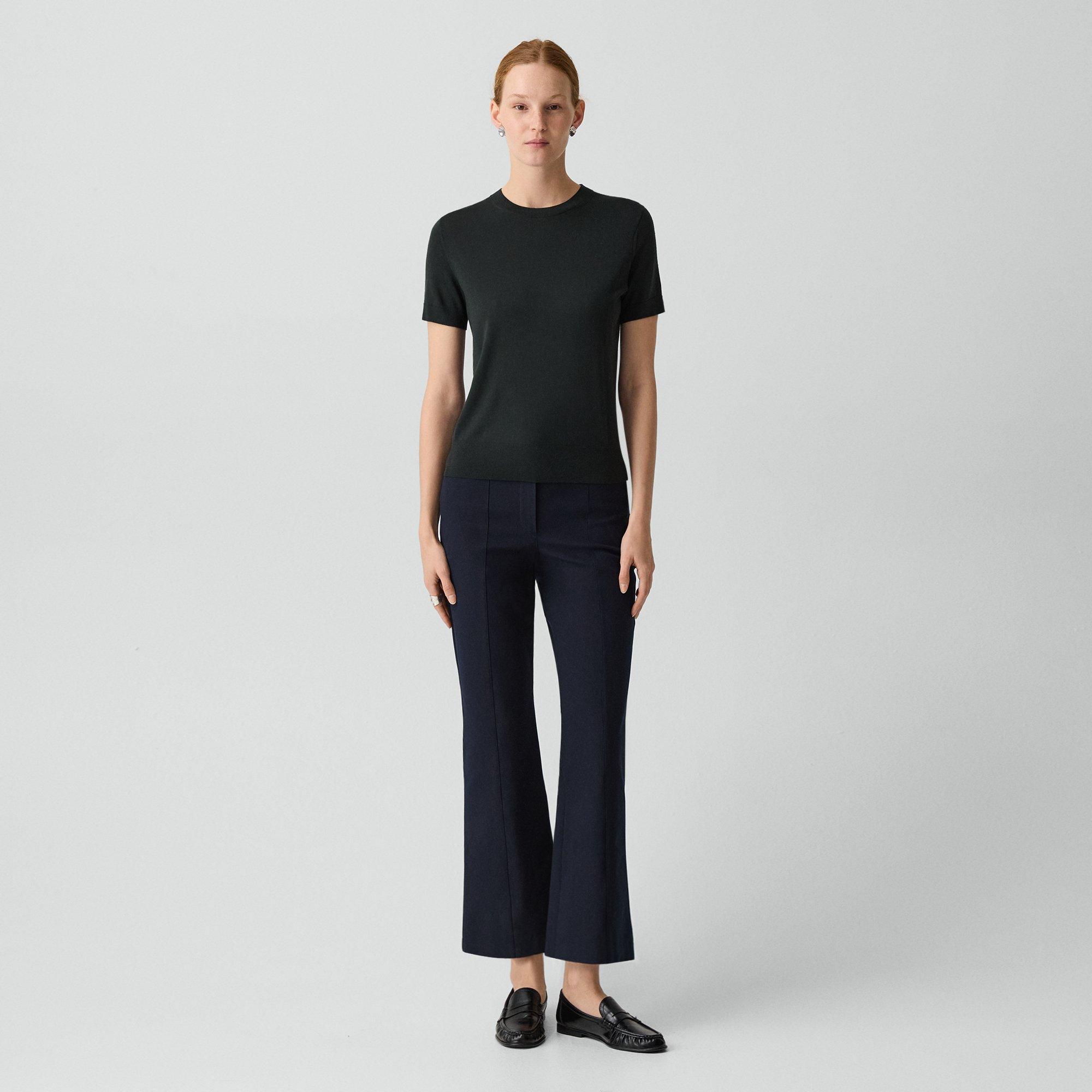 Seamed Kick Pant in Stretch Cotton-Blend