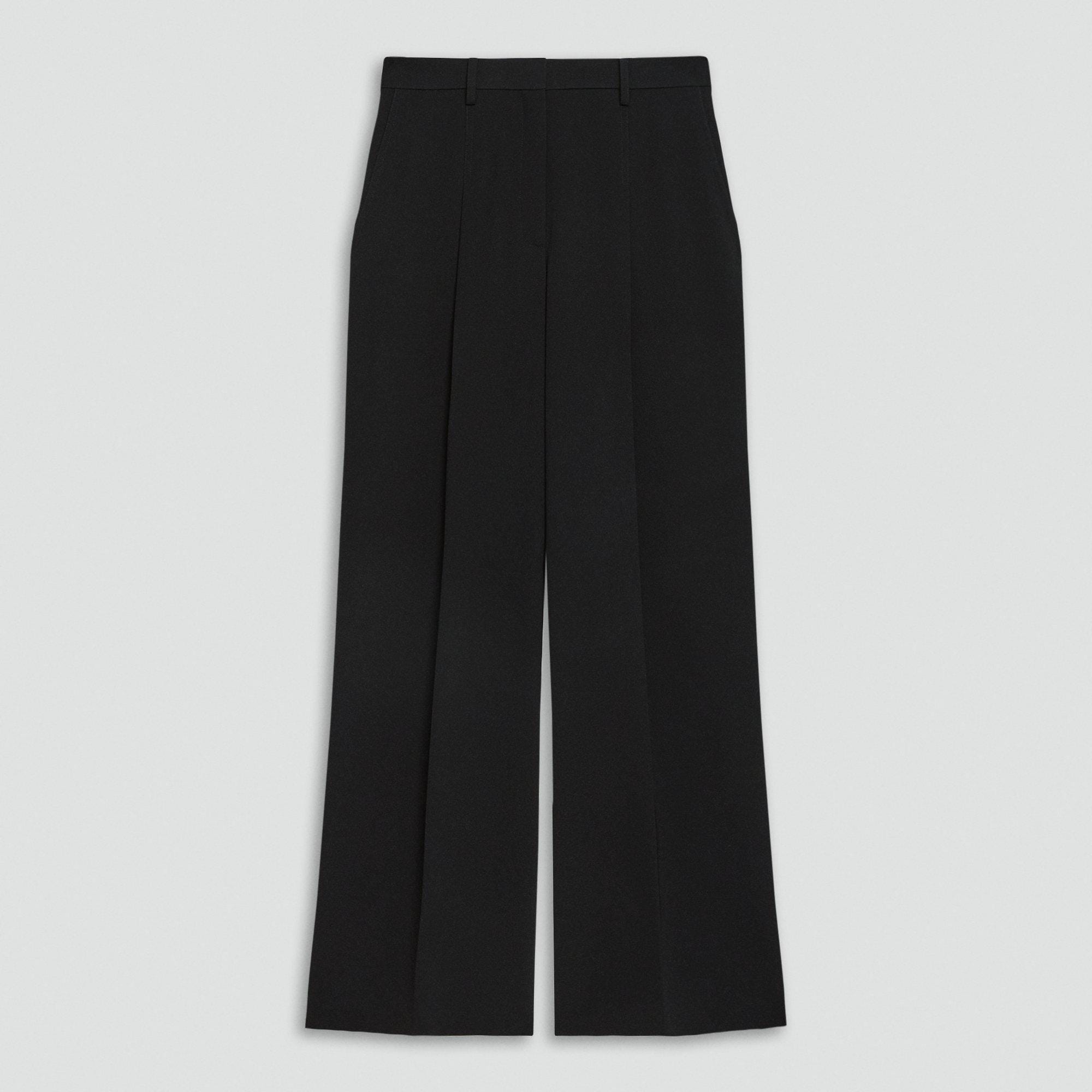 Pleated Wide-Leg Trousers, 33'' in Admiral Crepe