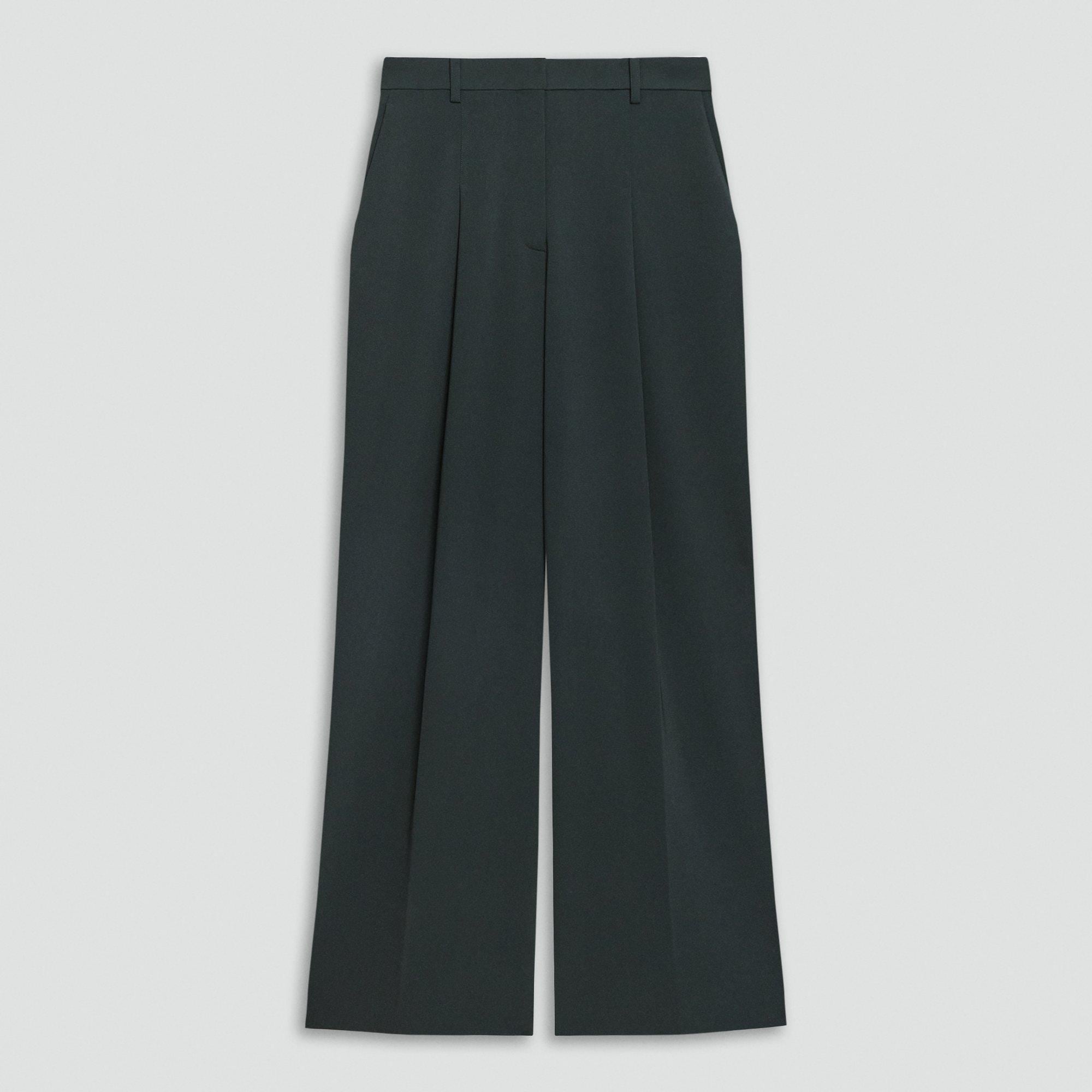 Pleated Wide-Leg Pant, 30'' in Admiral Crepe