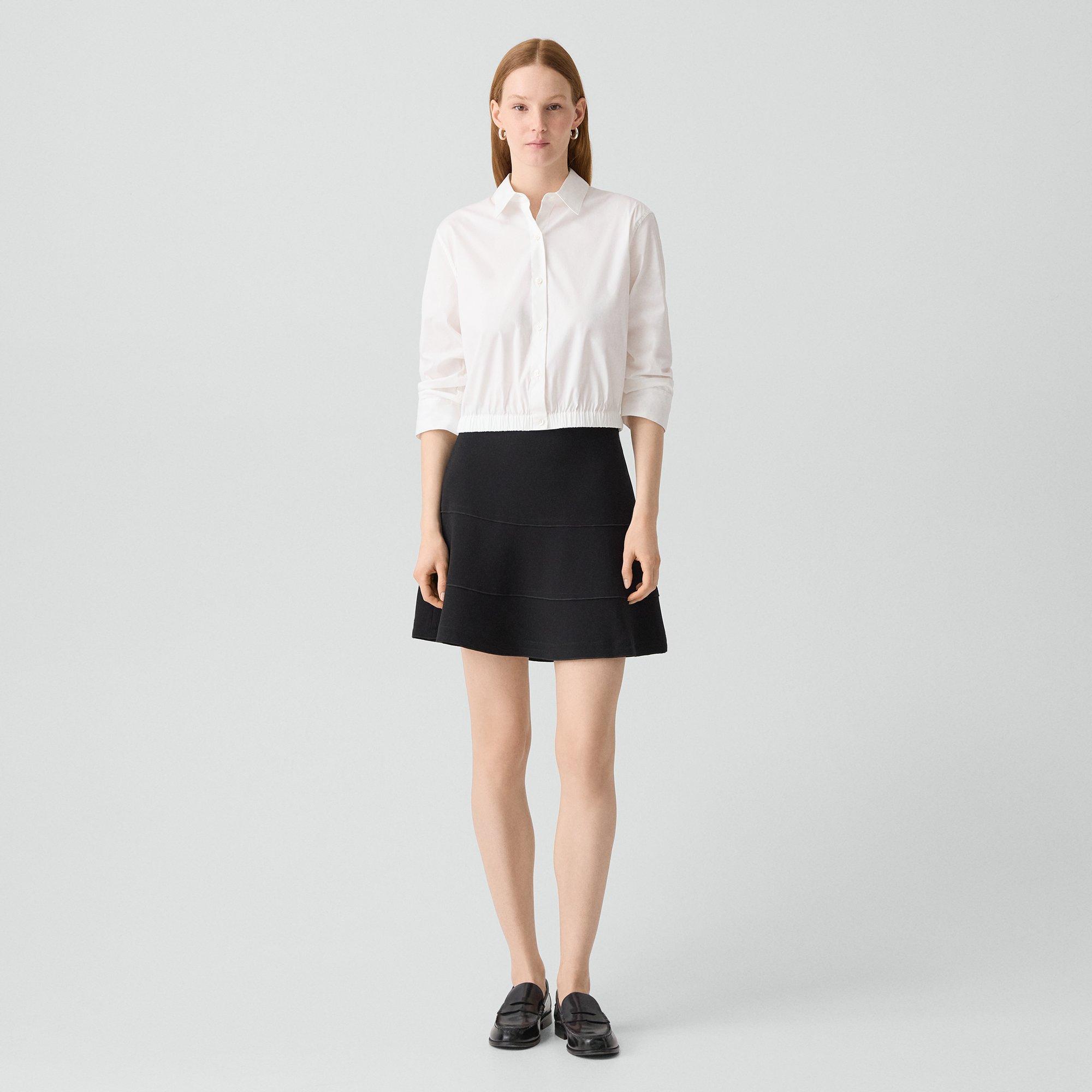 Tiered Flare Skirt In Admiral Crepe by Theory