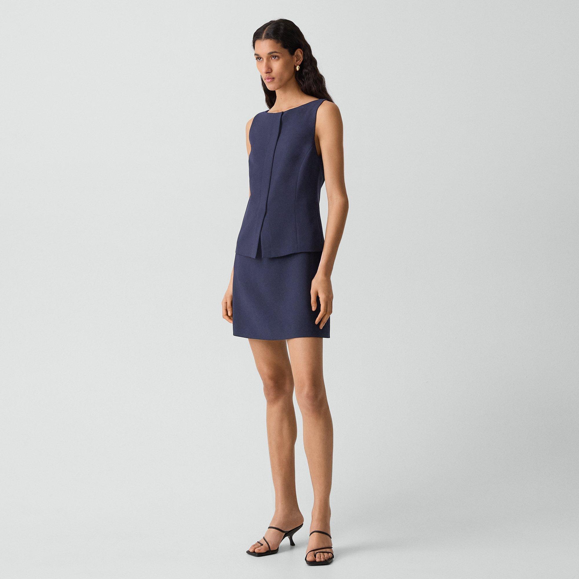 Boatneck Mini Dress in Admiral Crepe