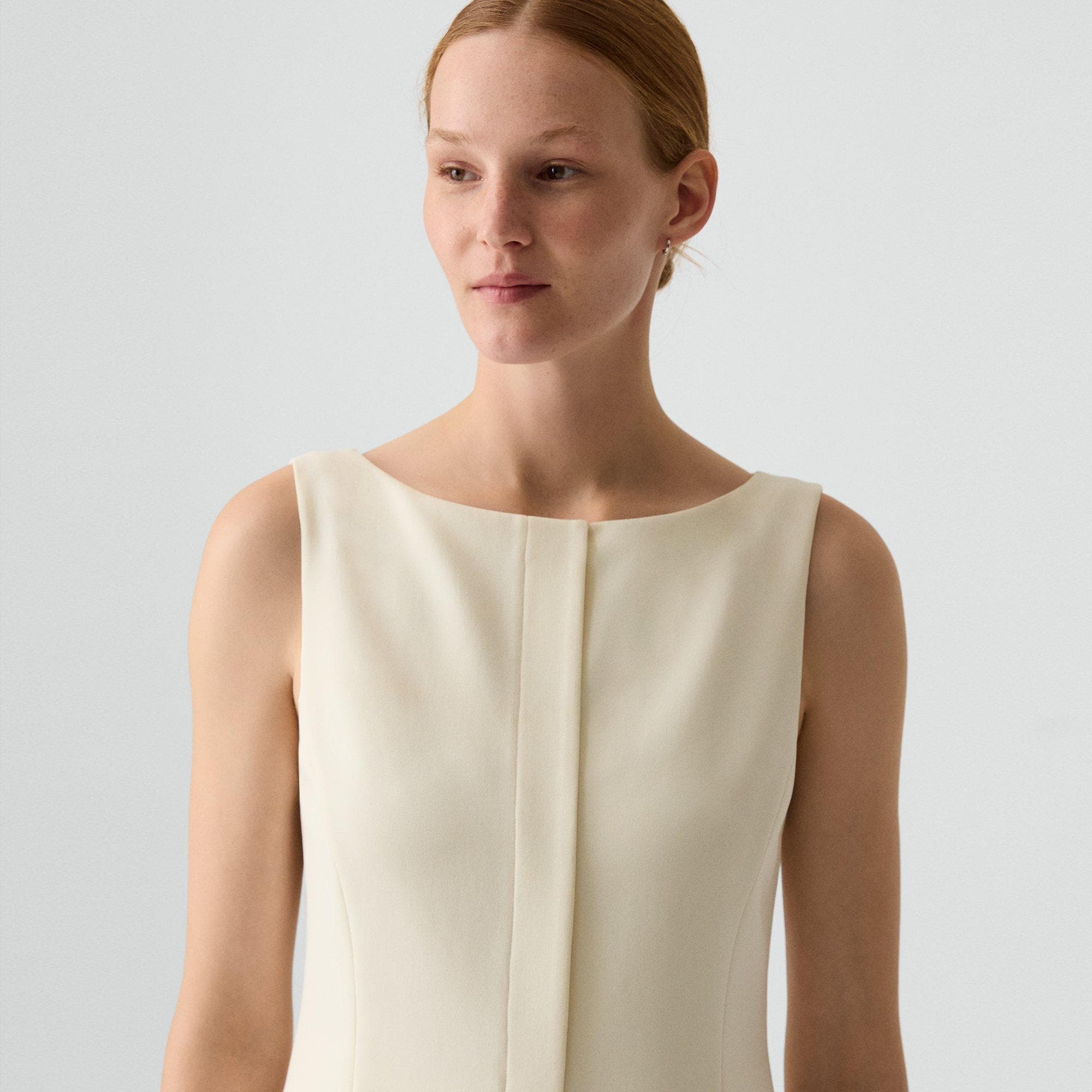 Boatneck Mini Dress in Admiral Crepe