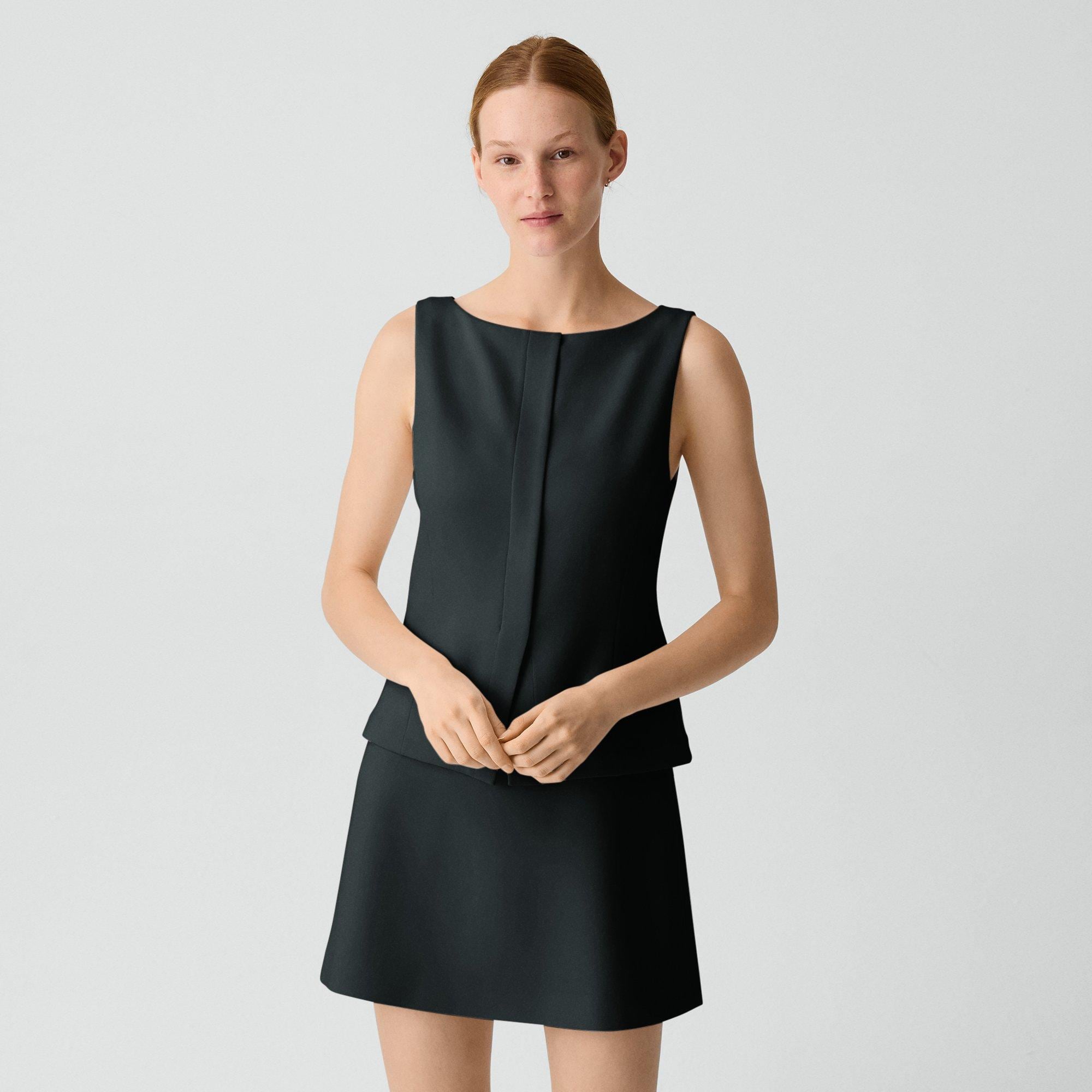 Boatneck Mini Dress in Admiral Crepe