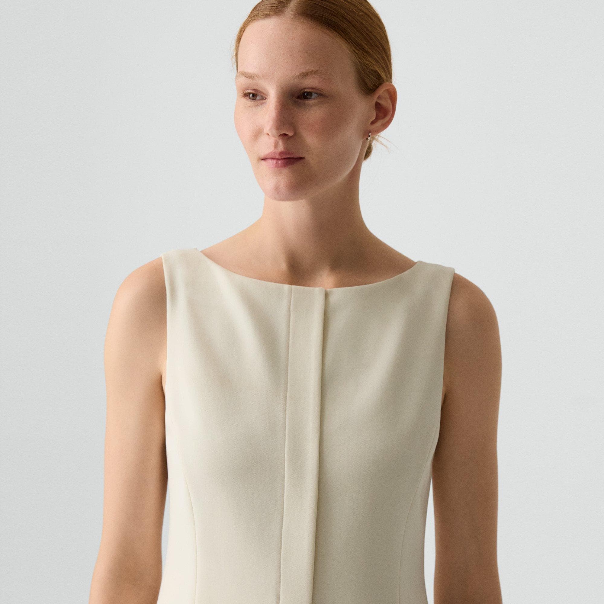 Boatneck Mini Dress in Admiral Crepe