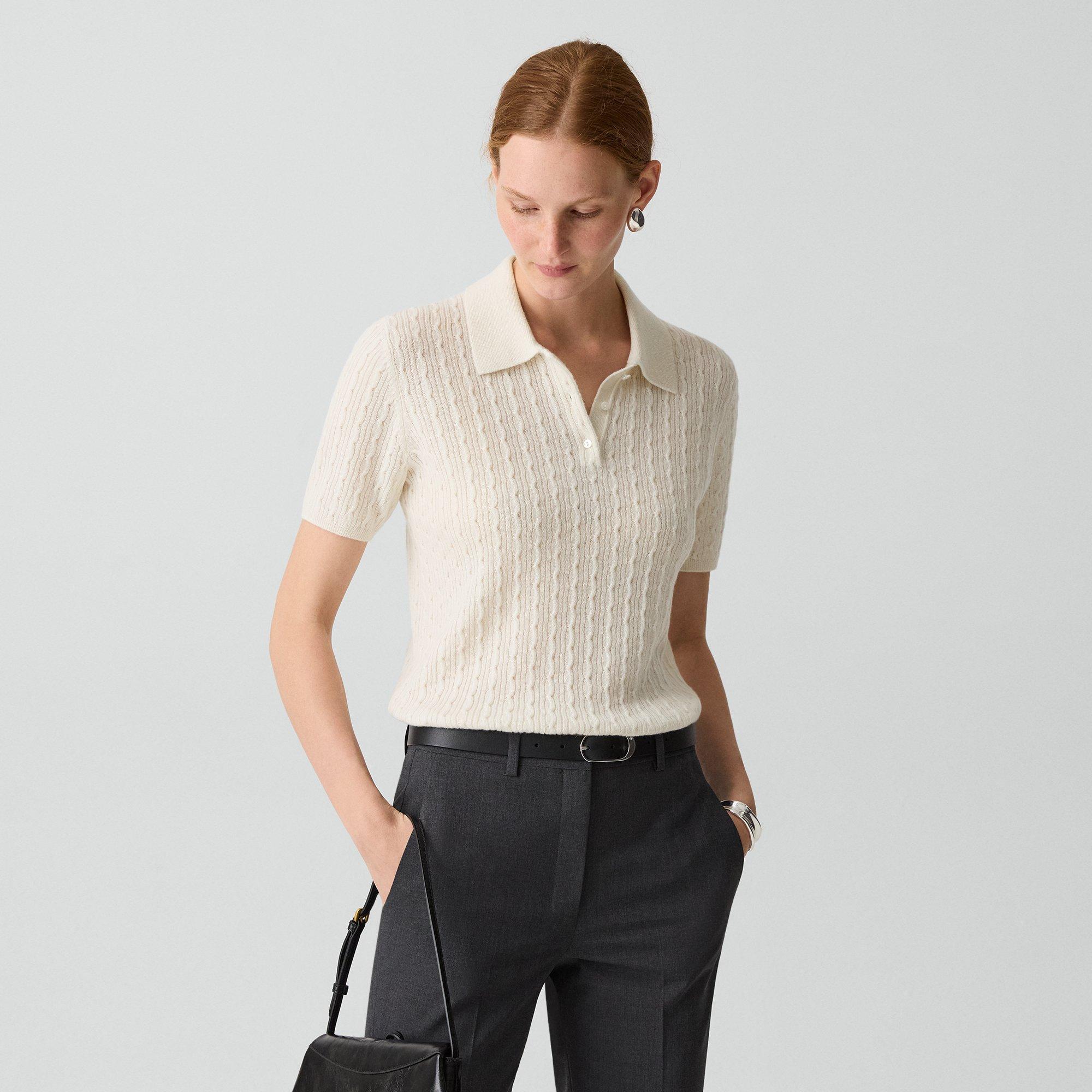 Cable-Knit Polo Shirt in Cashmere