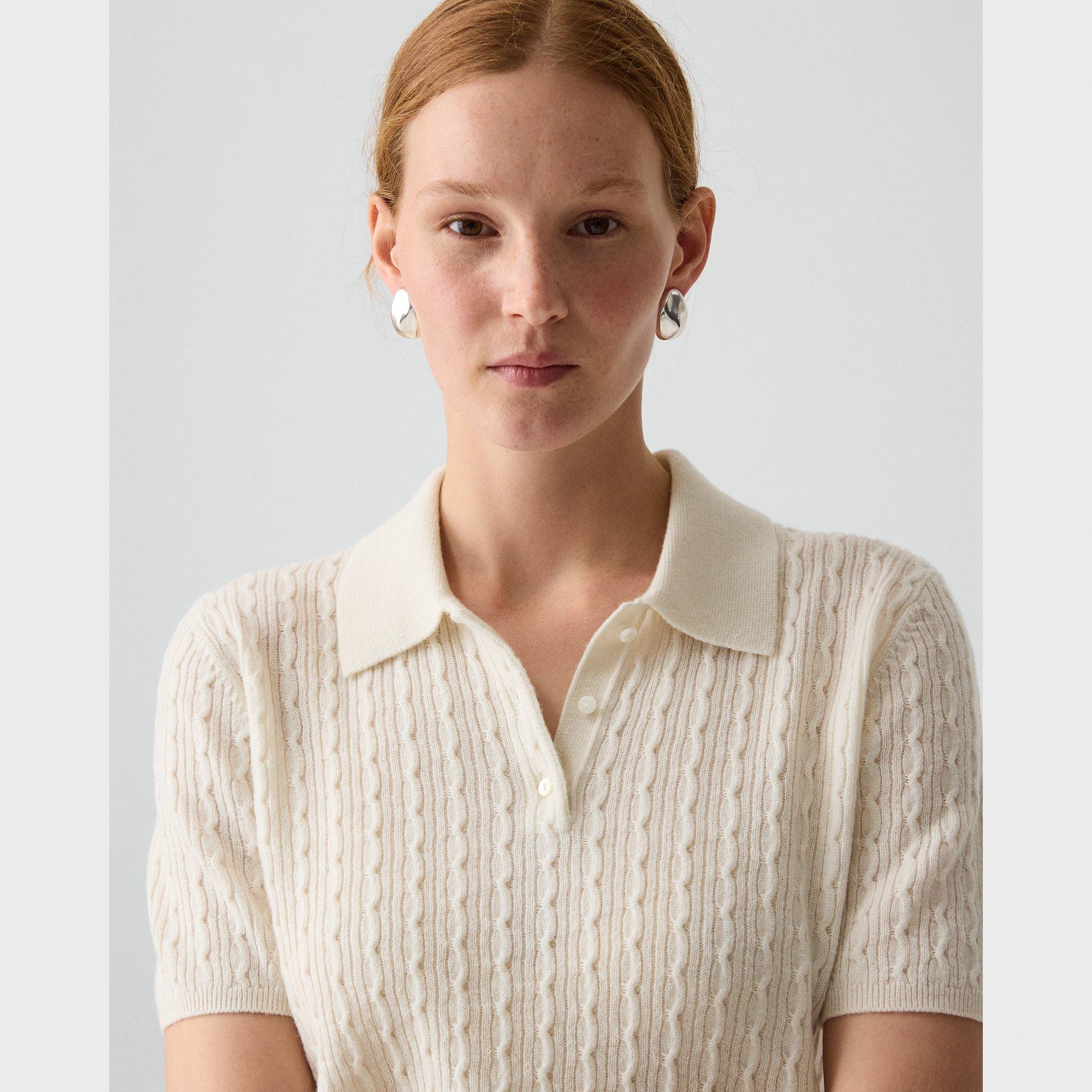 Cable-Knit Polo Shirt in Cashmere