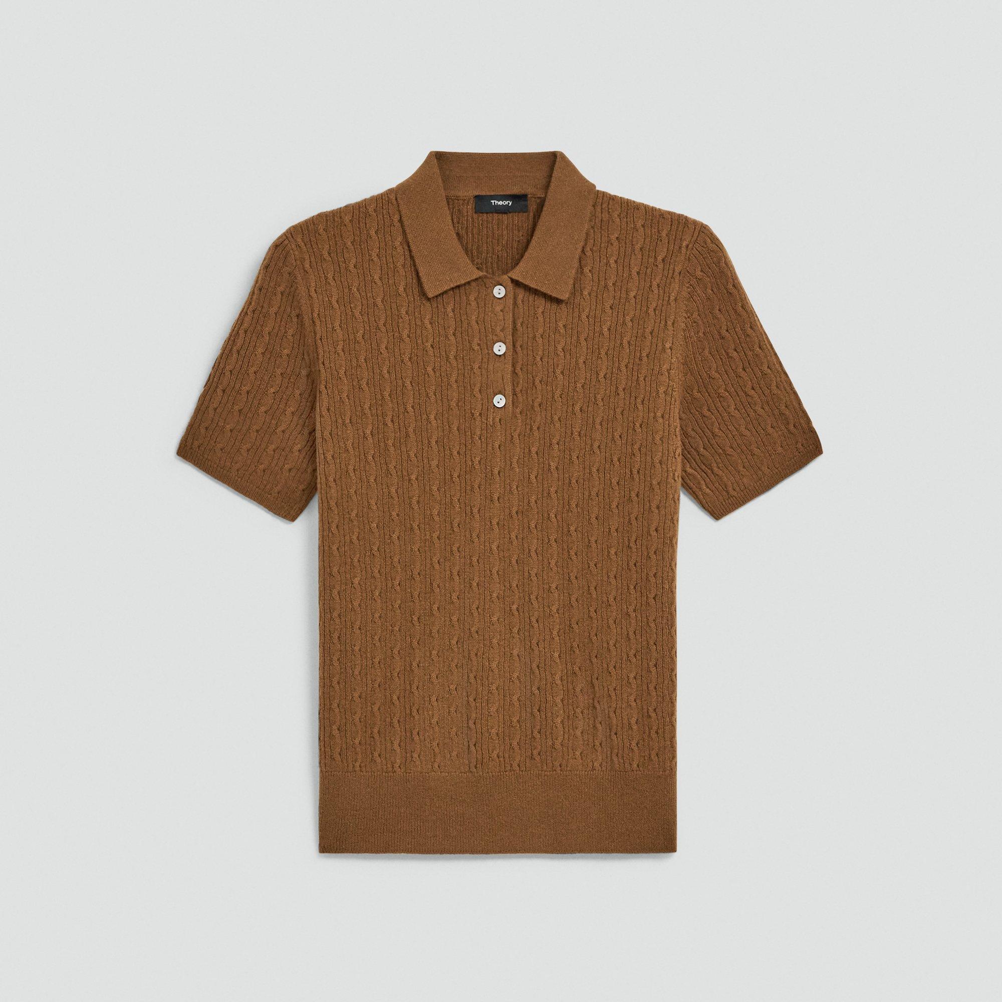 Cable-Knit Polo Shirt in Cashmere from Theory - $295