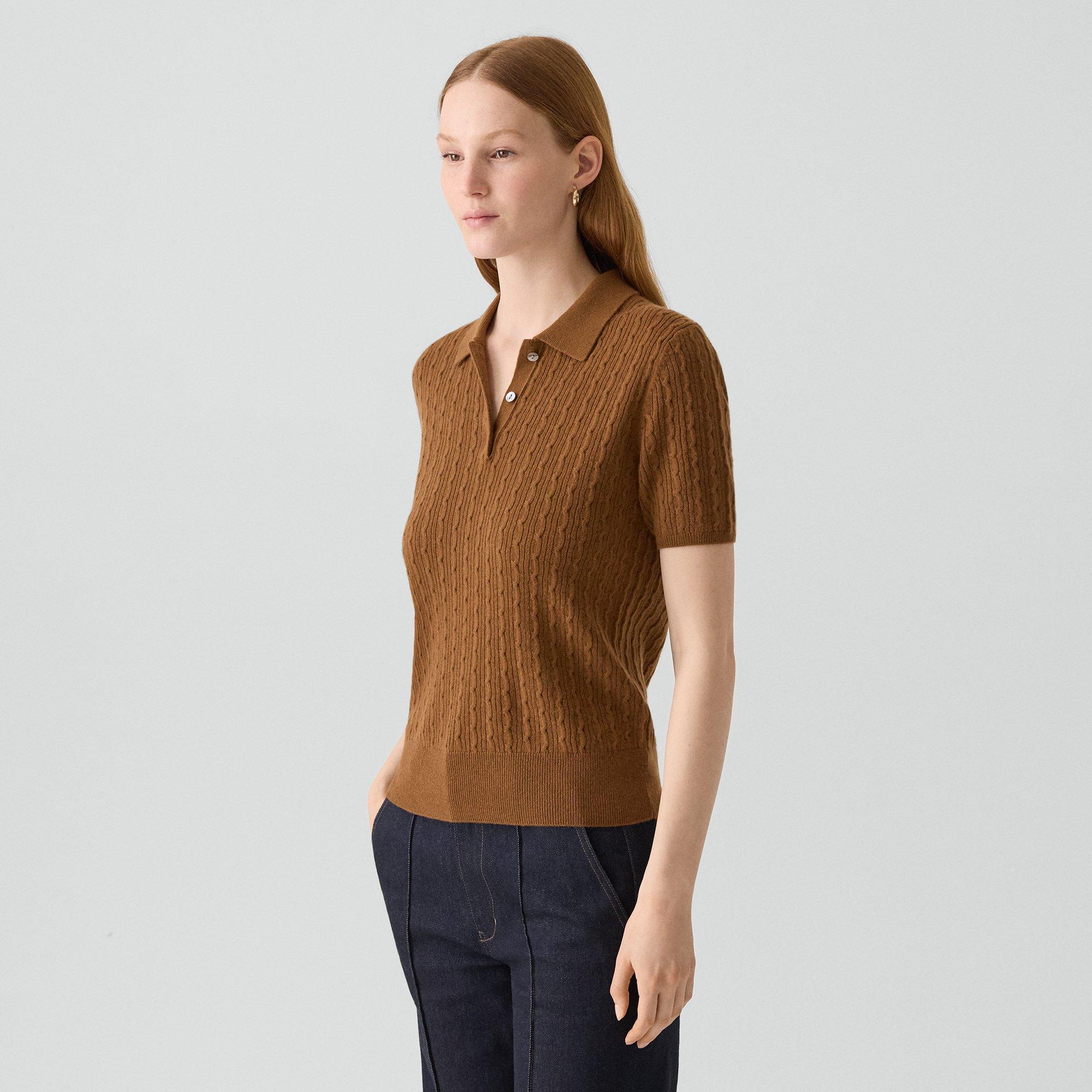 Cable-Knit Polo Shirt in Cashmere