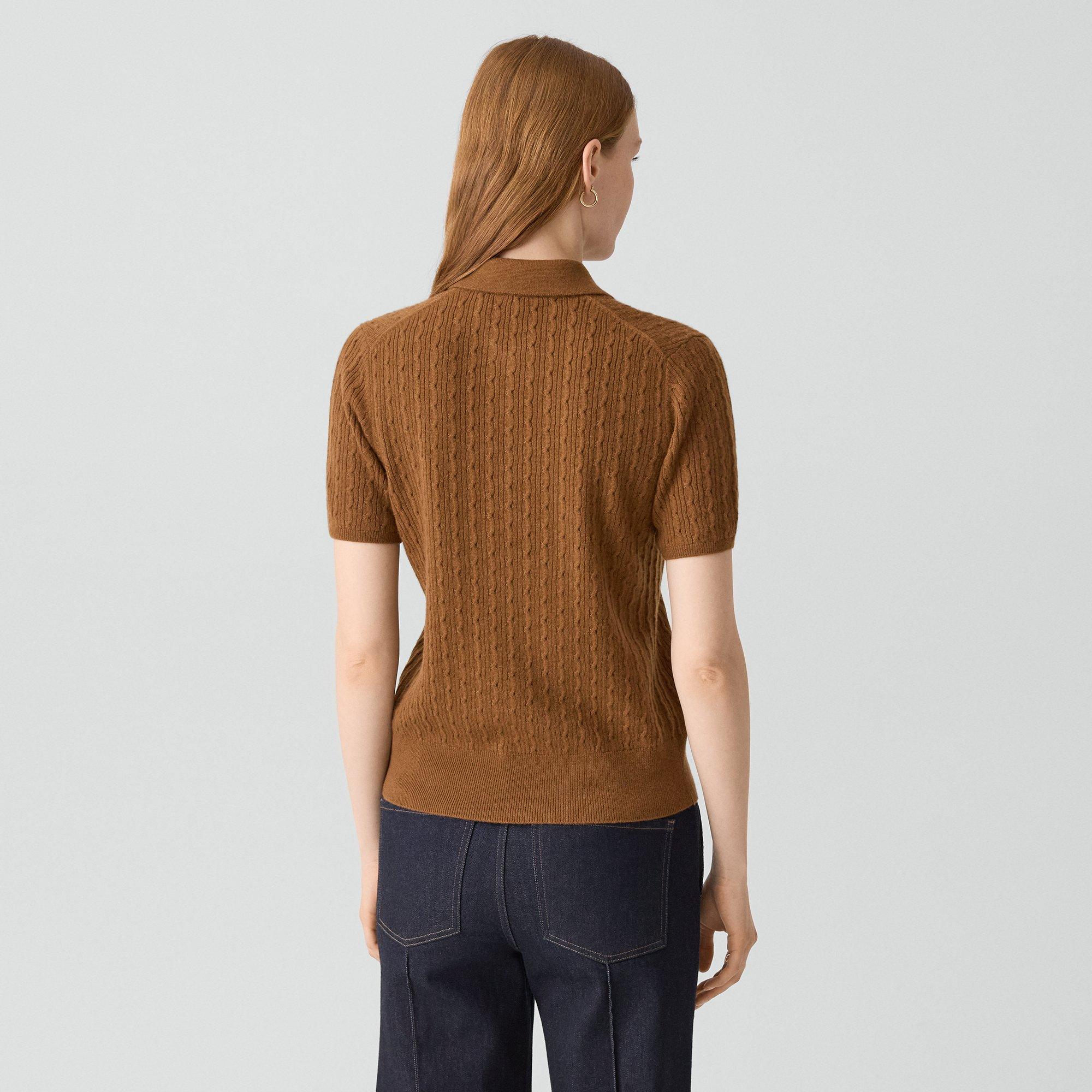 Cable-Knit Polo Shirt in Cashmere