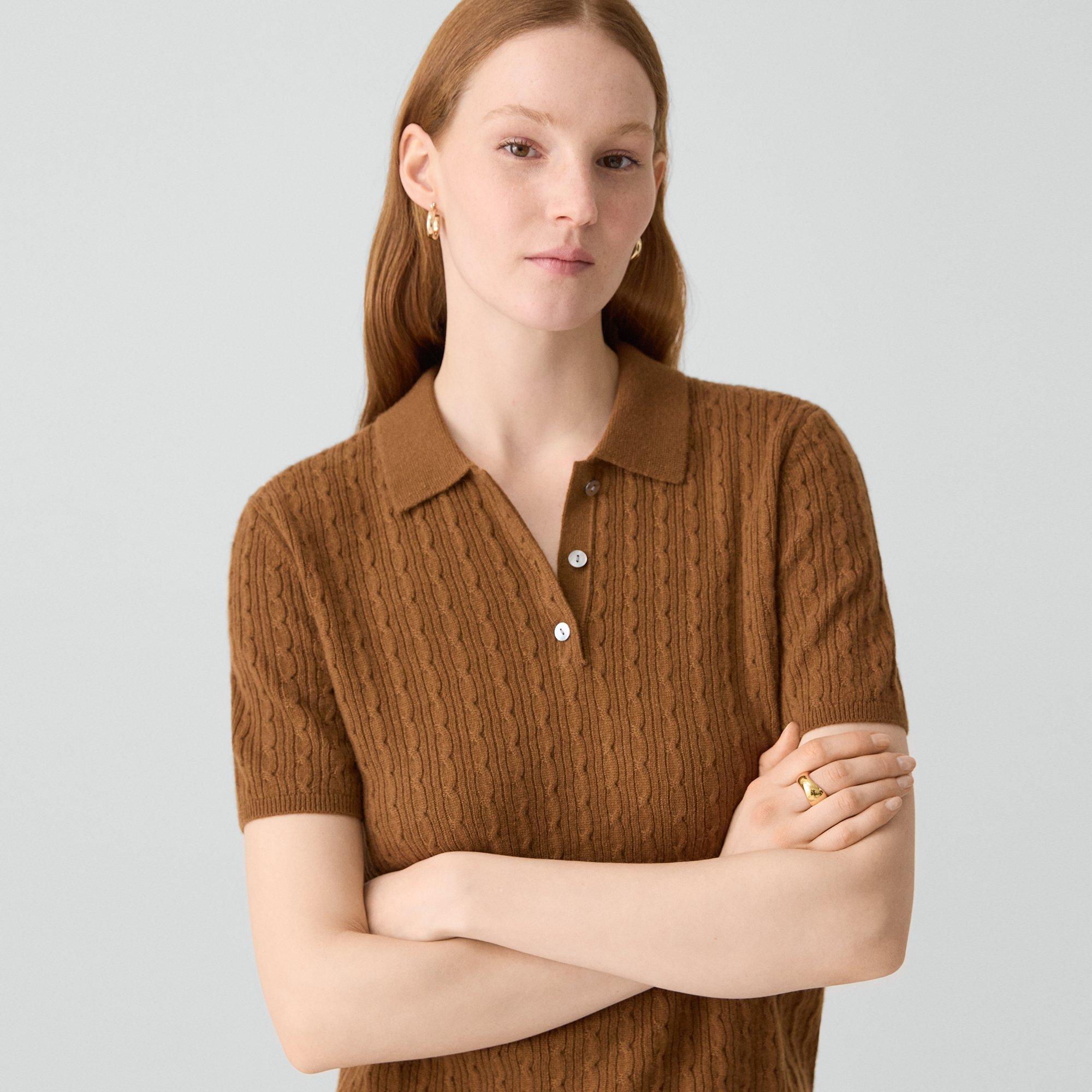 Cable-Knit Polo Shirt in Cashmere
