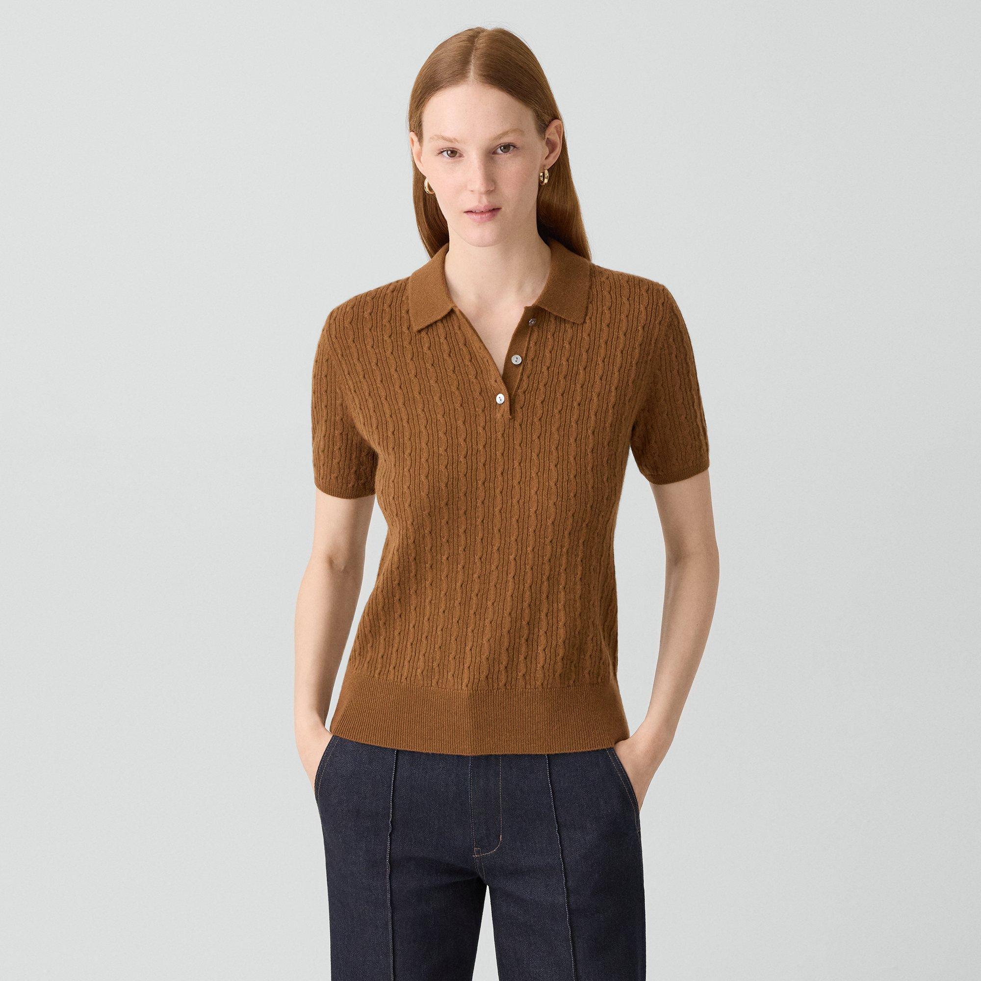 Cable-Knit Polo Shirt in Cashmere