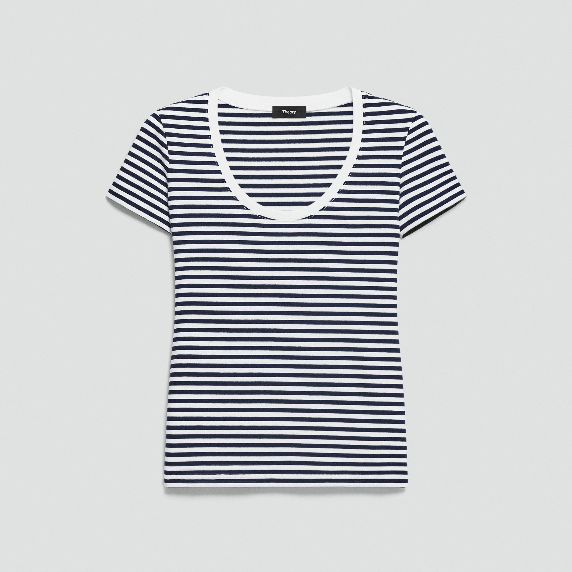 Scoop Neck Tee in Jersey Stripe