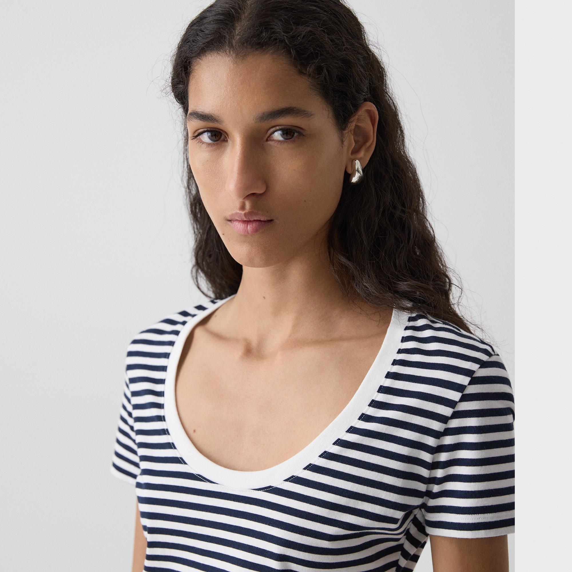 Scoop Neck Tee in Jersey Stripe