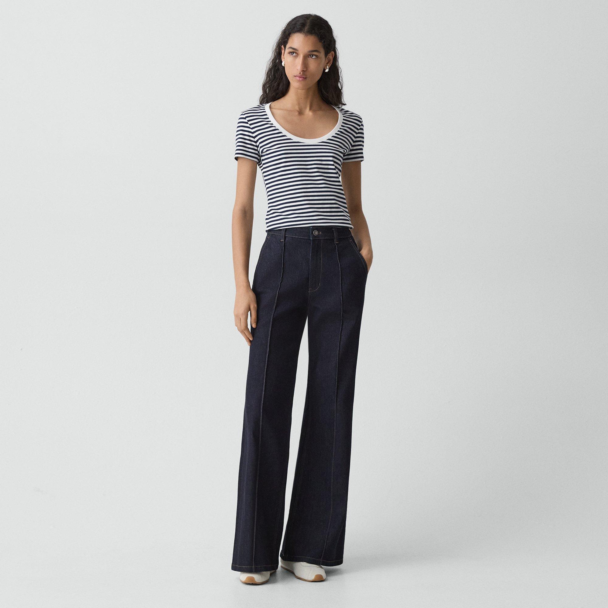 Scoop Neck Tee in Jersey Stripe