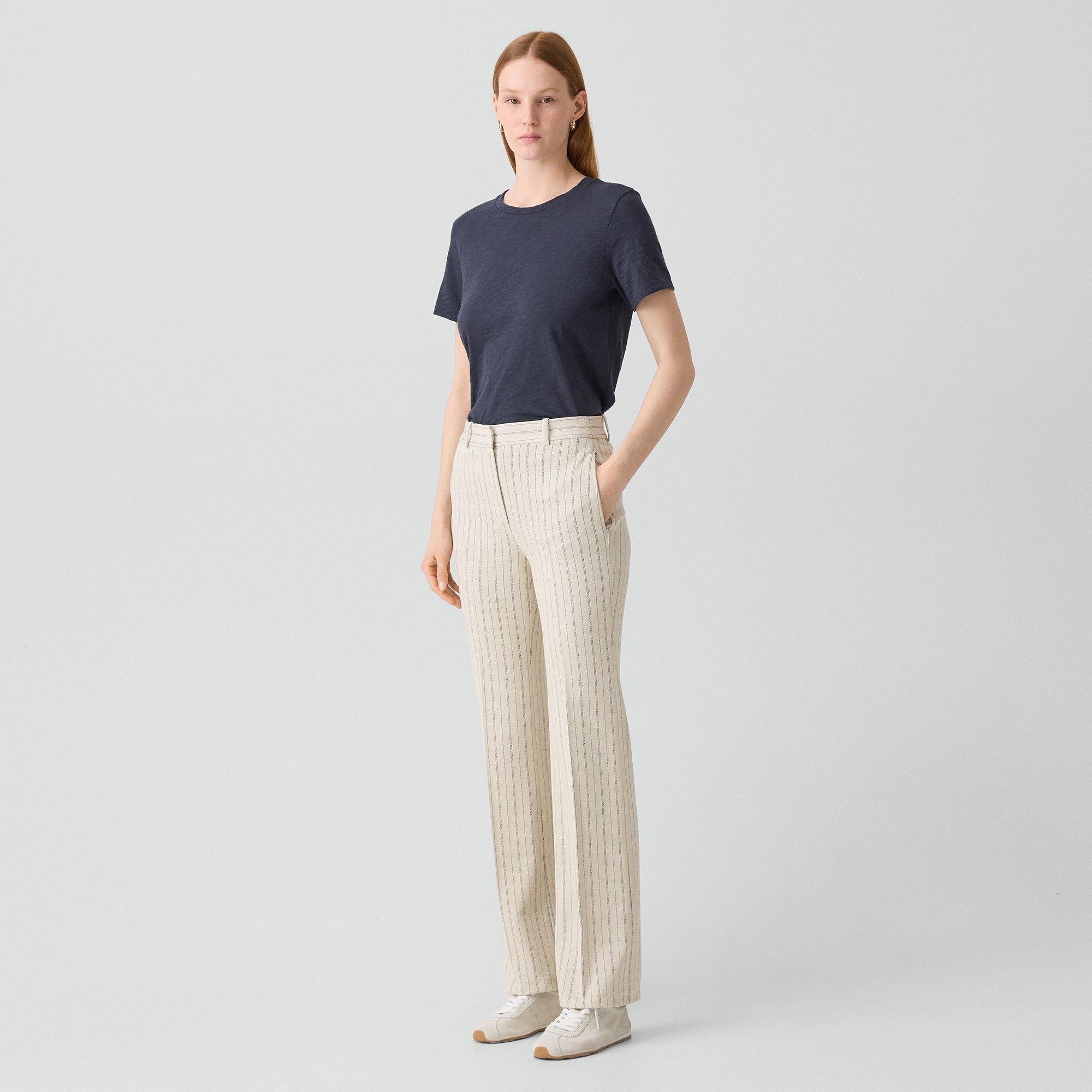 Flared Pant in Striped Crepe Jersey