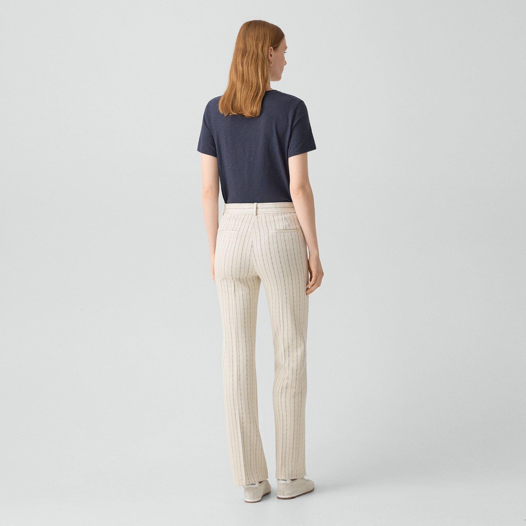 Flared Pant in Striped Crepe Jersey