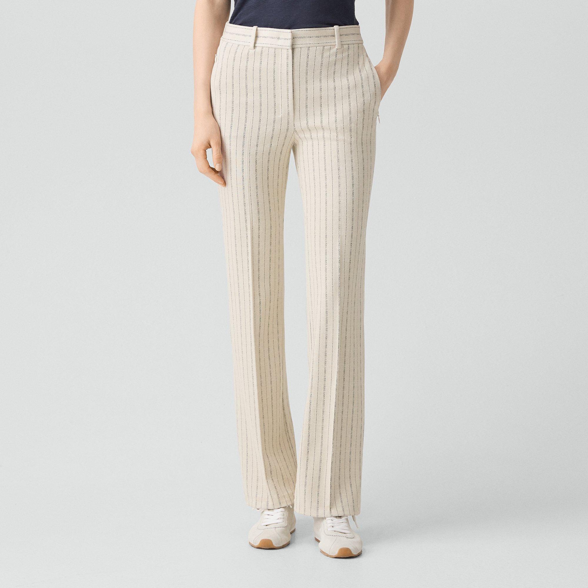 Flared Pant in Striped Crepe Jersey
