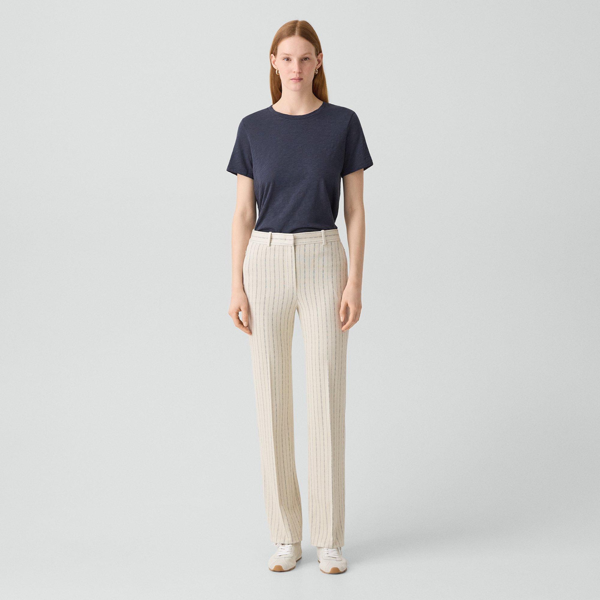 Flared Pant in Striped Crepe Jersey