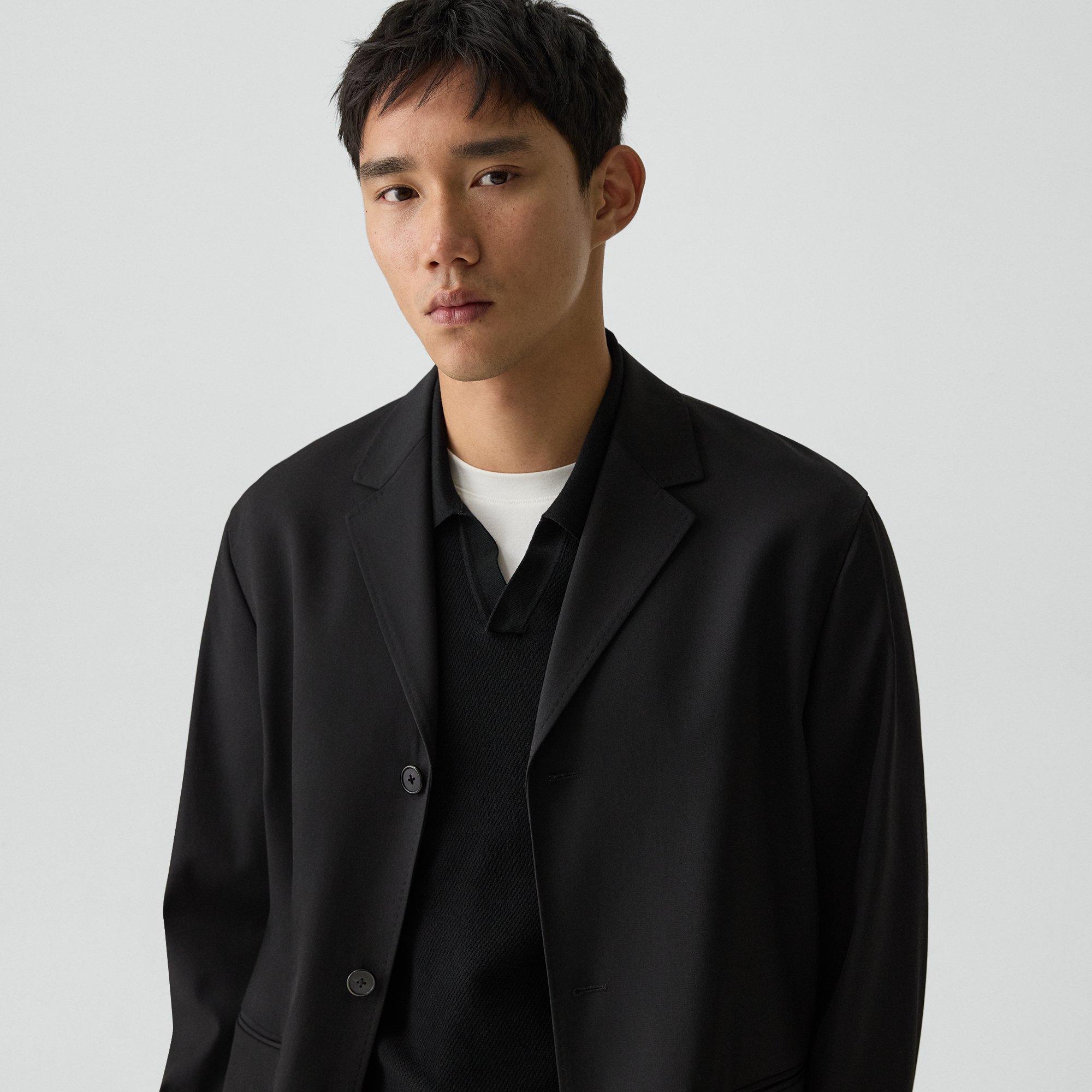 Three-Button Blazer in Stretch Wool