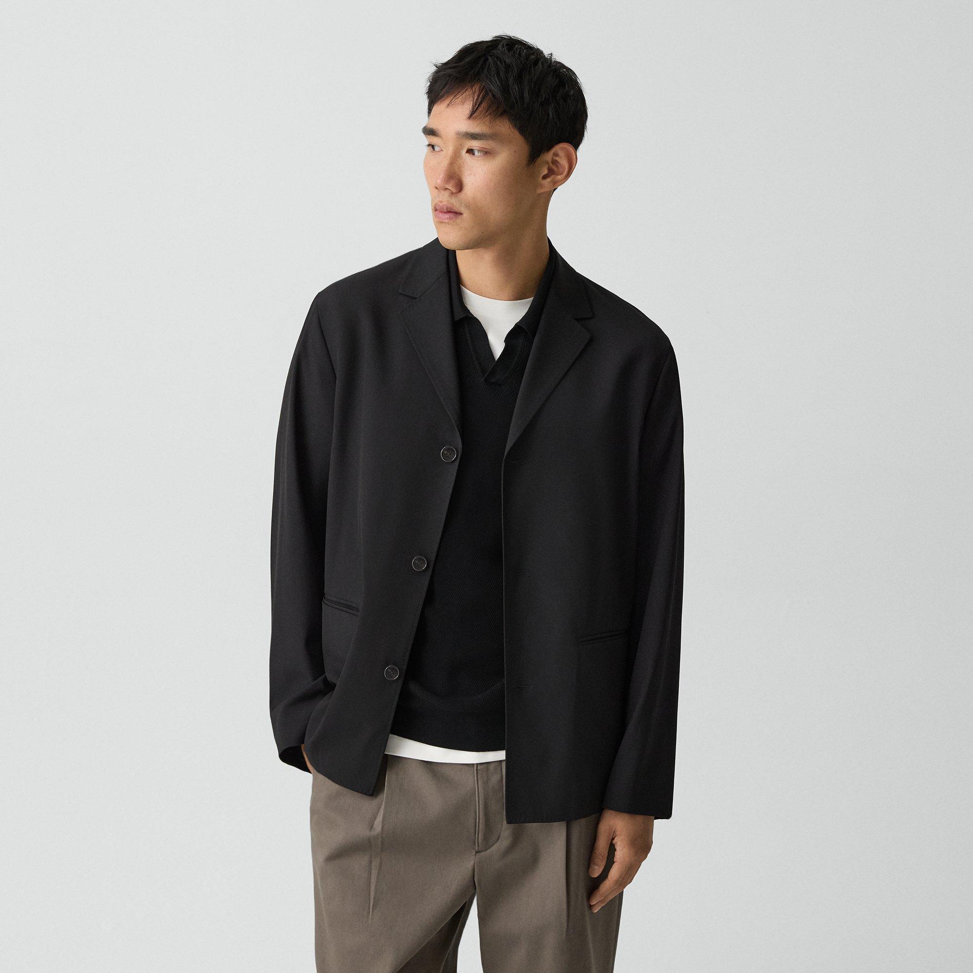 Three-Button Blazer in Stretch Wool