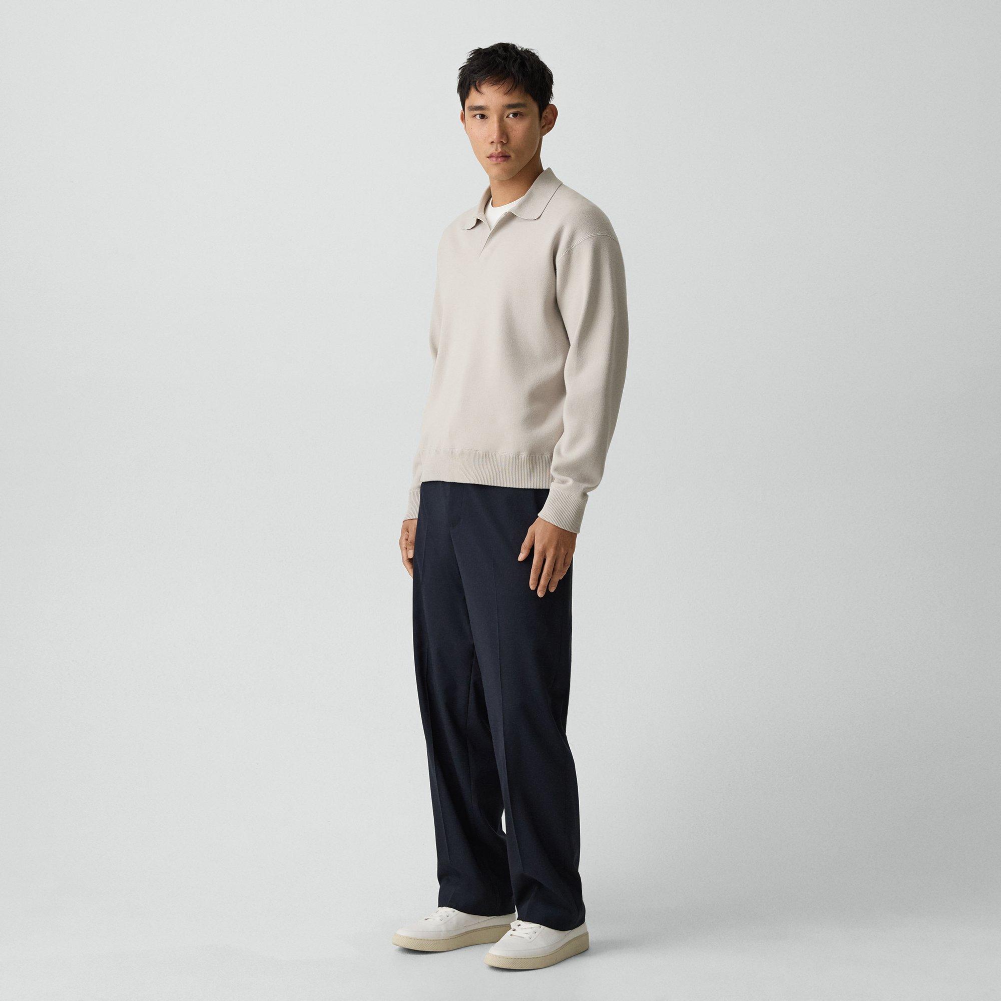 Straight Drawstring Trousers in Motion Wool