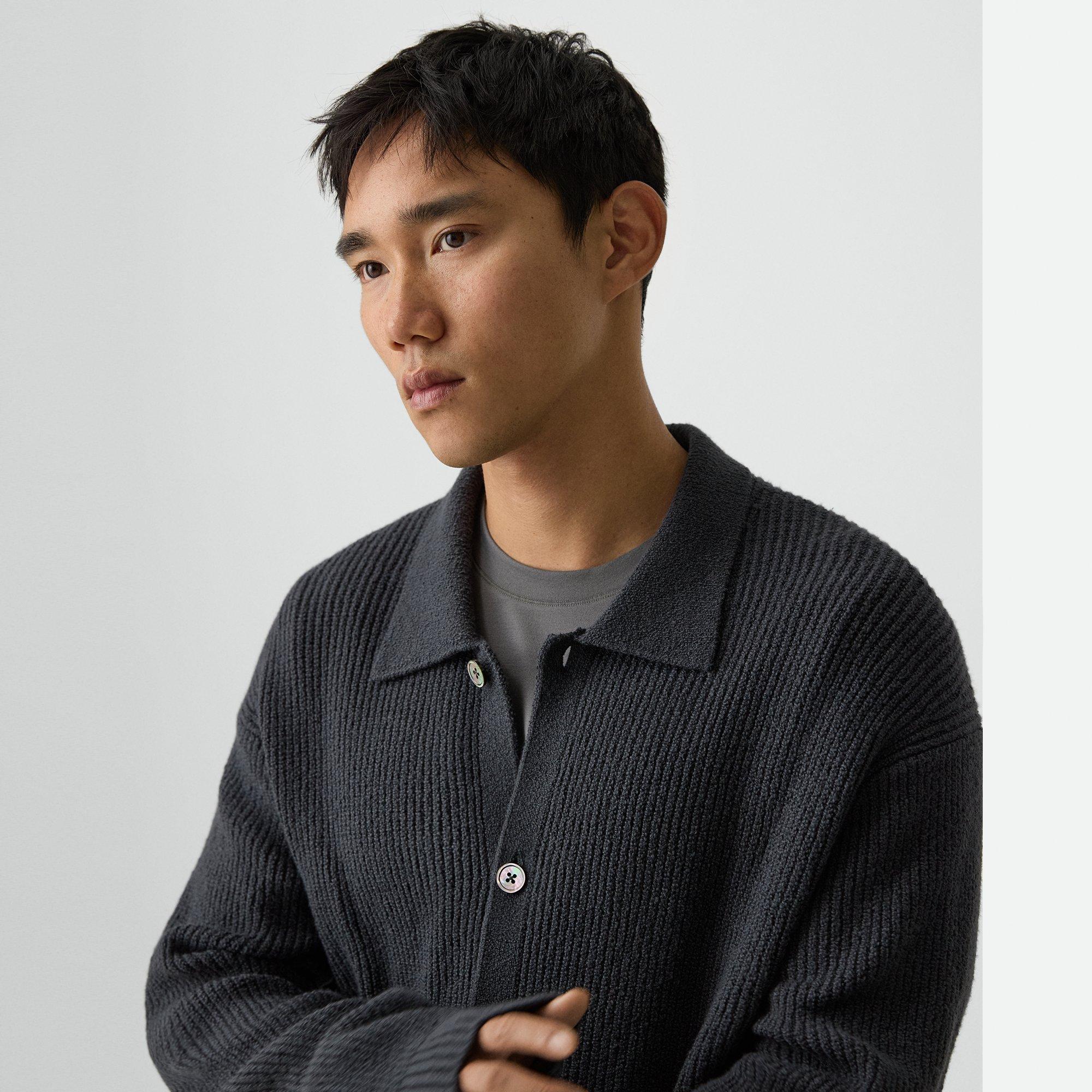 Textured Cardigan in Cotton Silk Slub