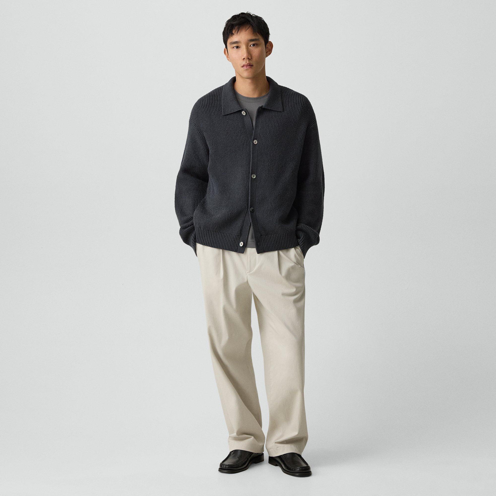 Textured Cardigan in Cotton Silk Slub