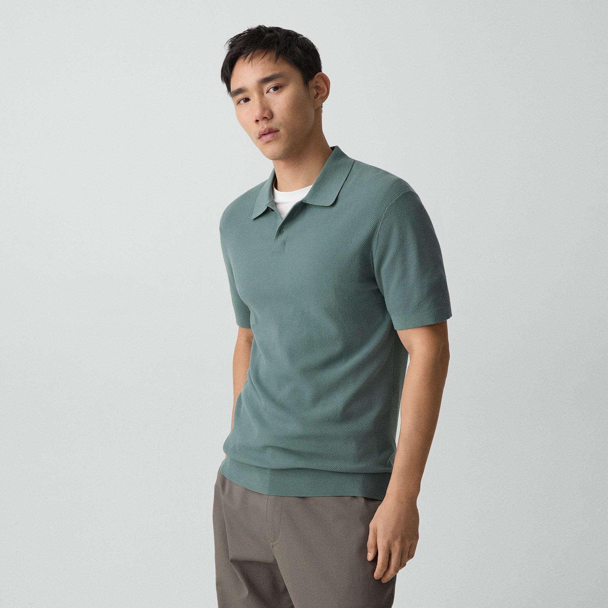 Goris Textured Polo Shirt in Light Bilen