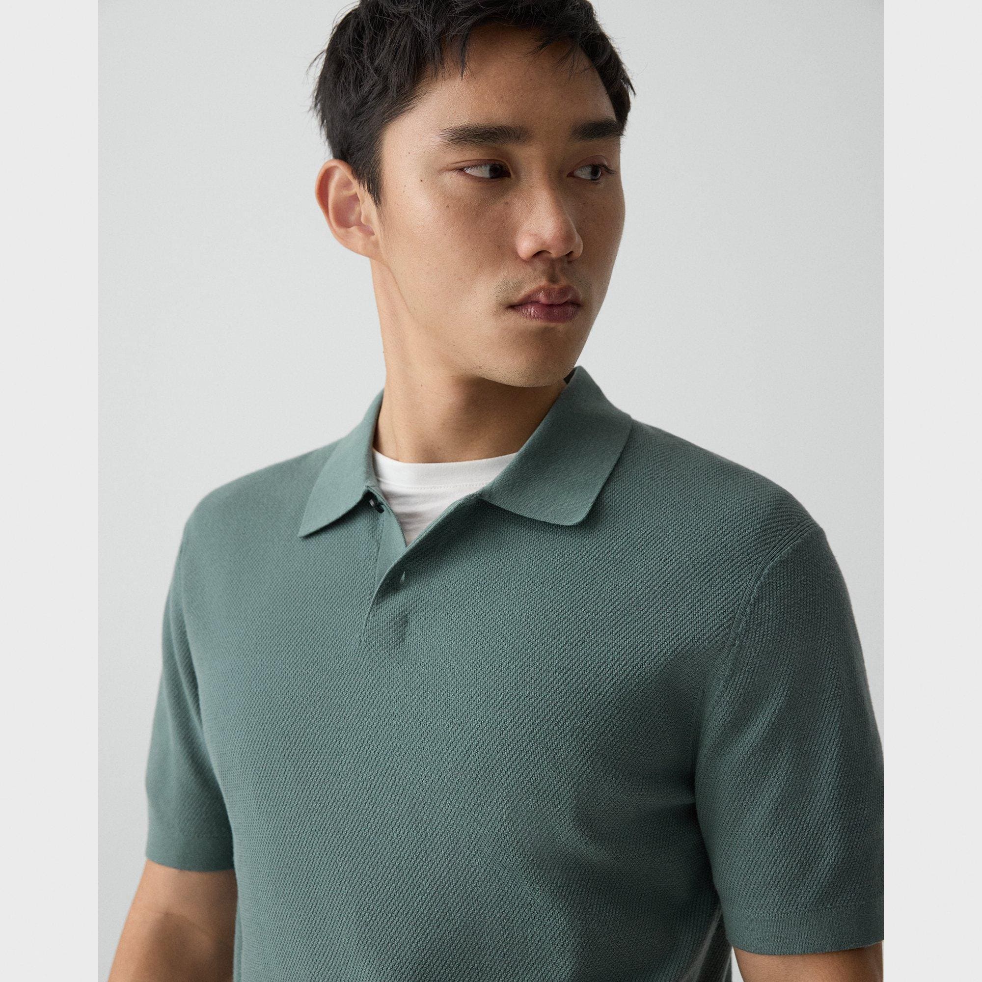 Goris Textured Polo Shirt in Light Bilen