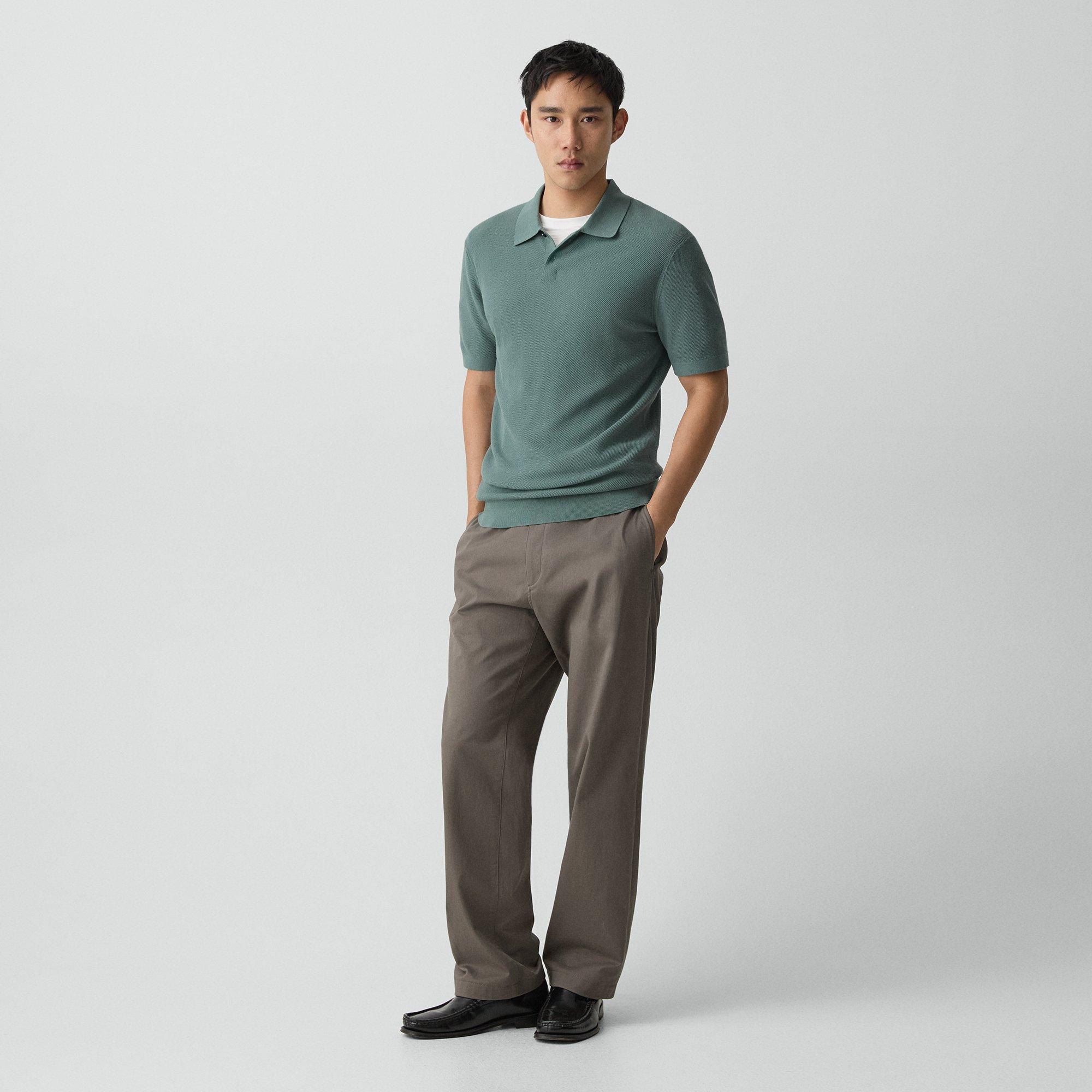 Goris Textured Polo Shirt in Light Bilen