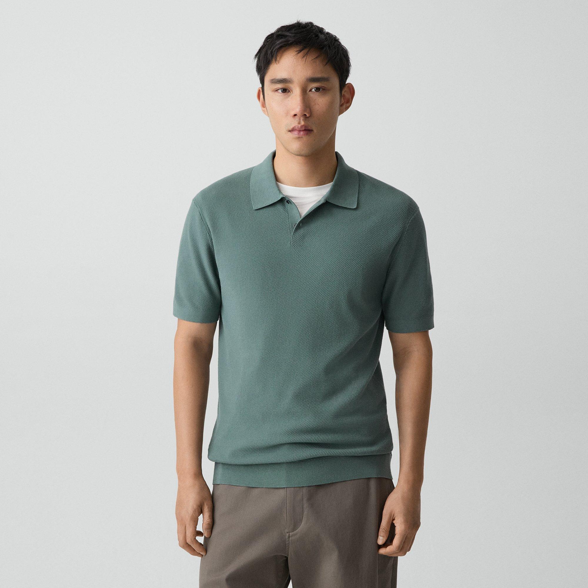 Goris Textured Polo Shirt in Light Bilen