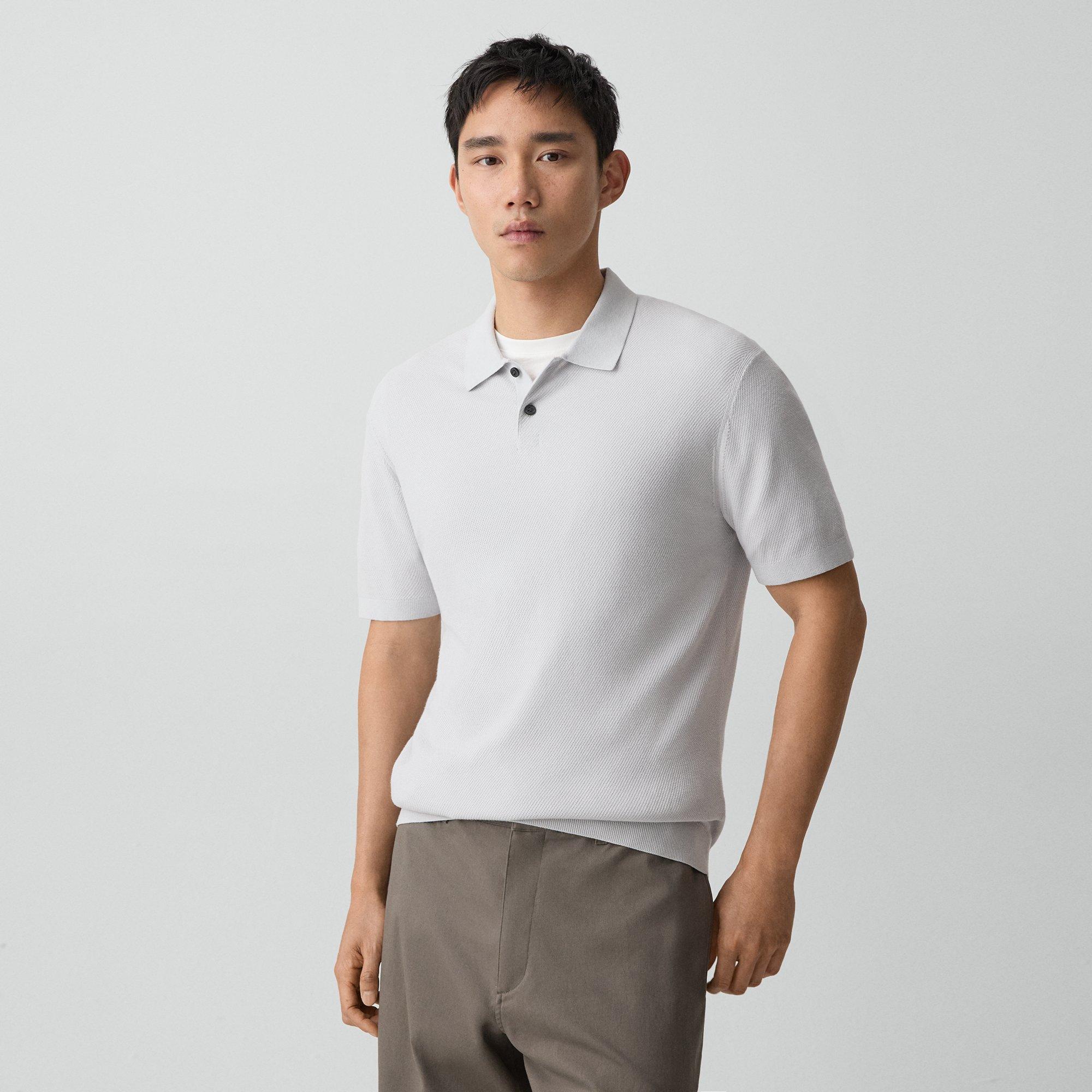Goris Textured Polo Shirt in Light Bilen
