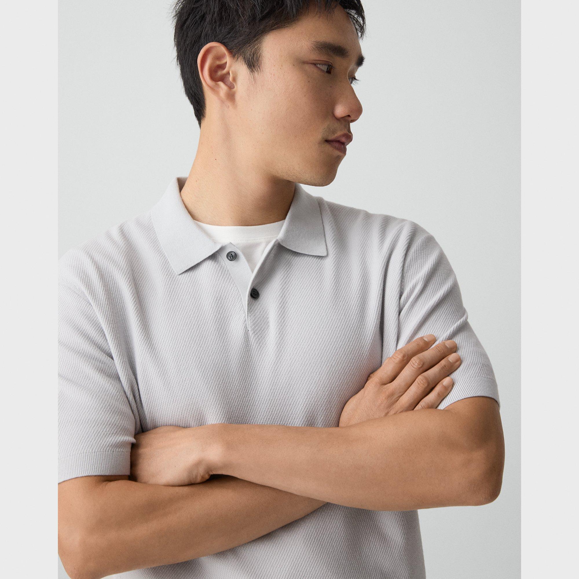 Goris Textured Polo Shirt in Light Bilen