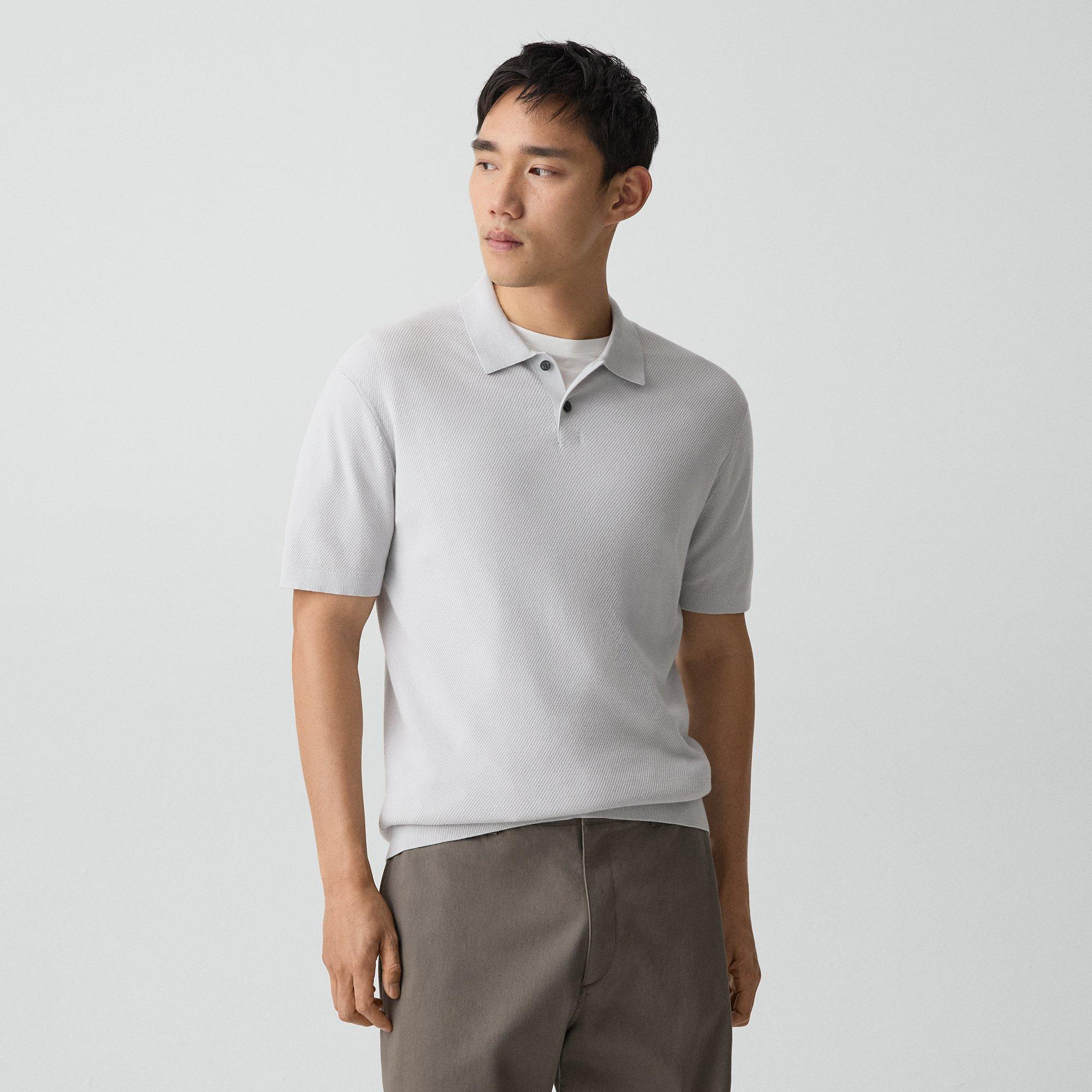 Goris Textured Polo Shirt in Light Bilen
