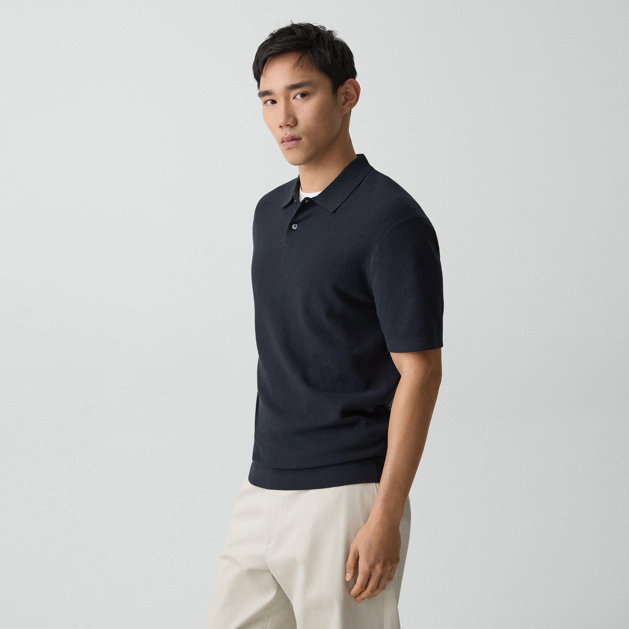 Goris Textured Polo Shirt in Light Bilen