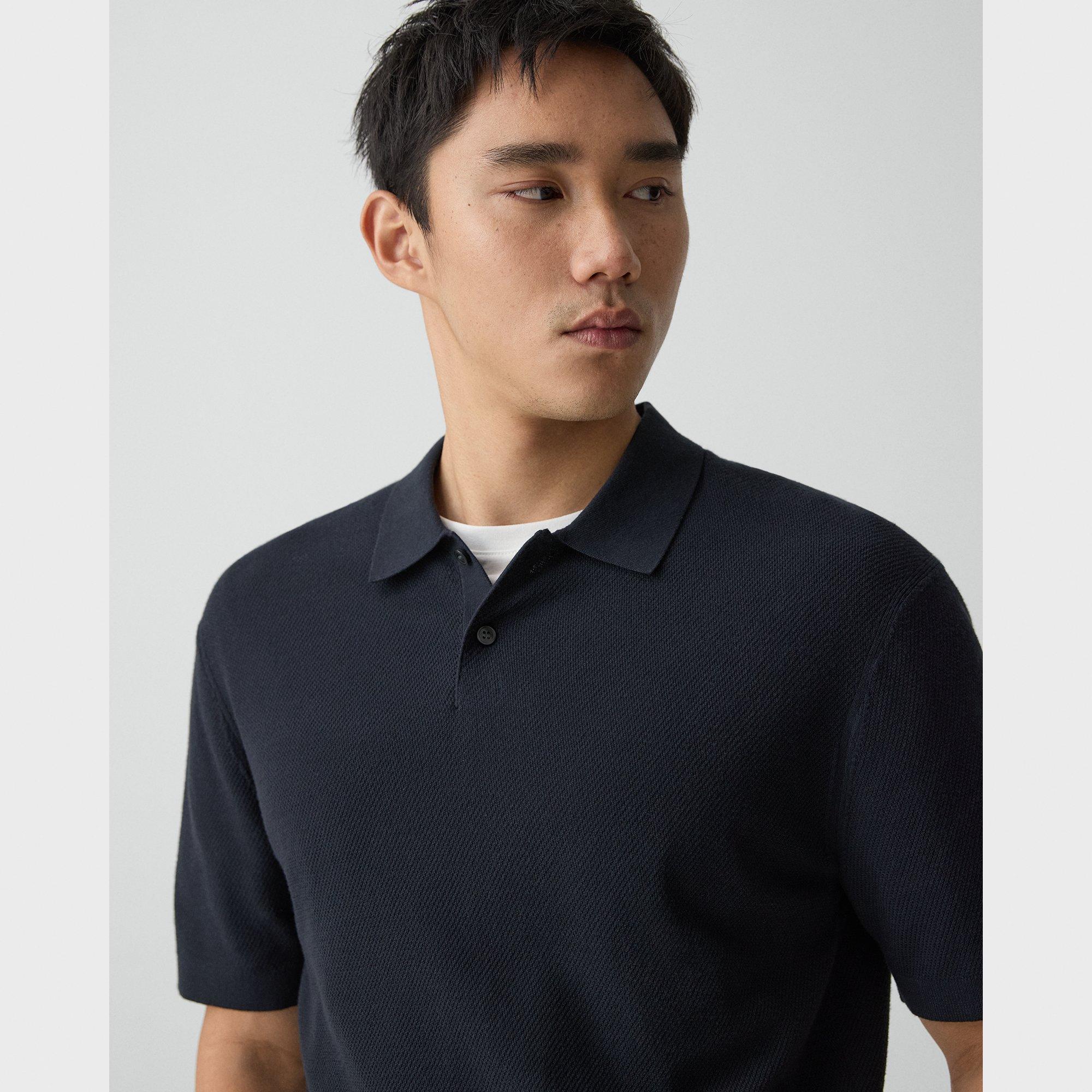 Goris Textured Polo Shirt in Light Bilen