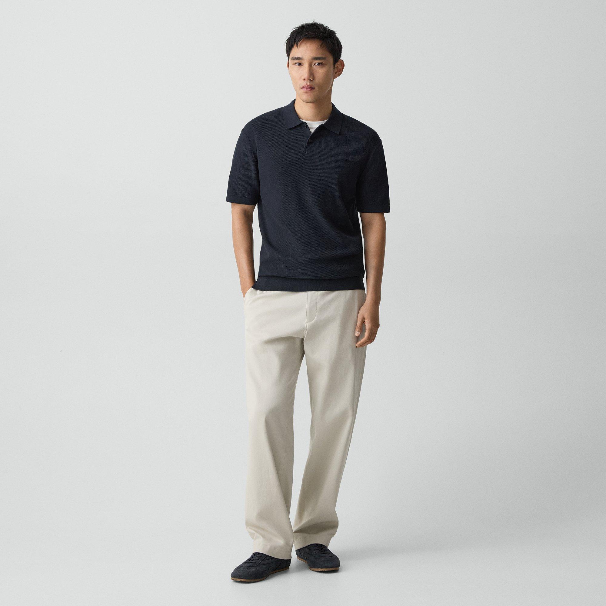 Goris Textured Polo Shirt in Light Bilen