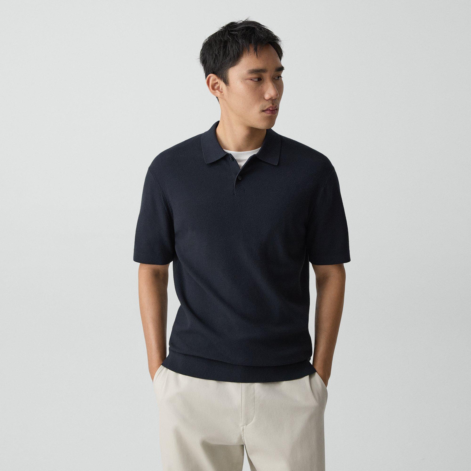 Goris Textured Polo Shirt in Light Bilen