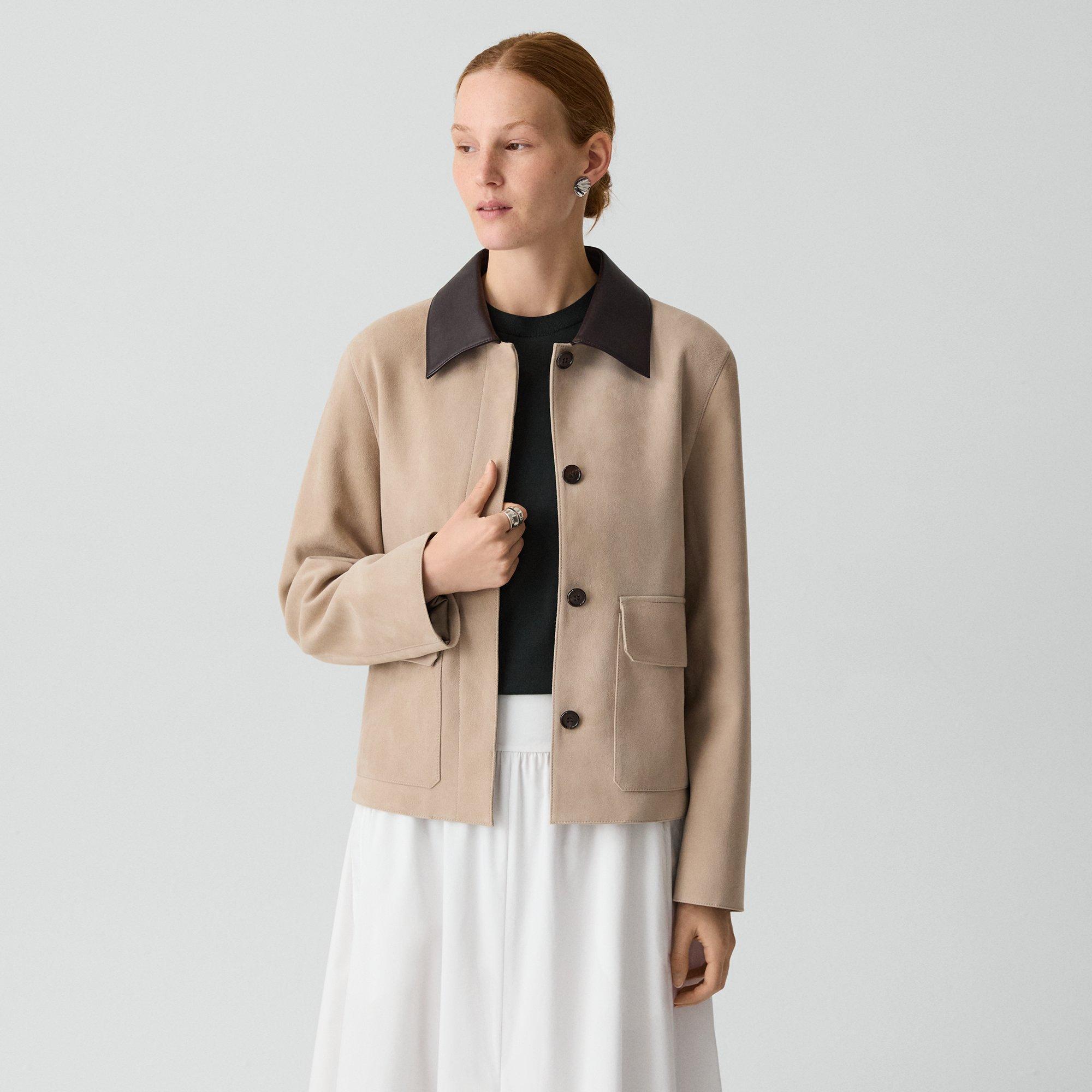 Boxy Patch Pocket Jacket in Suede