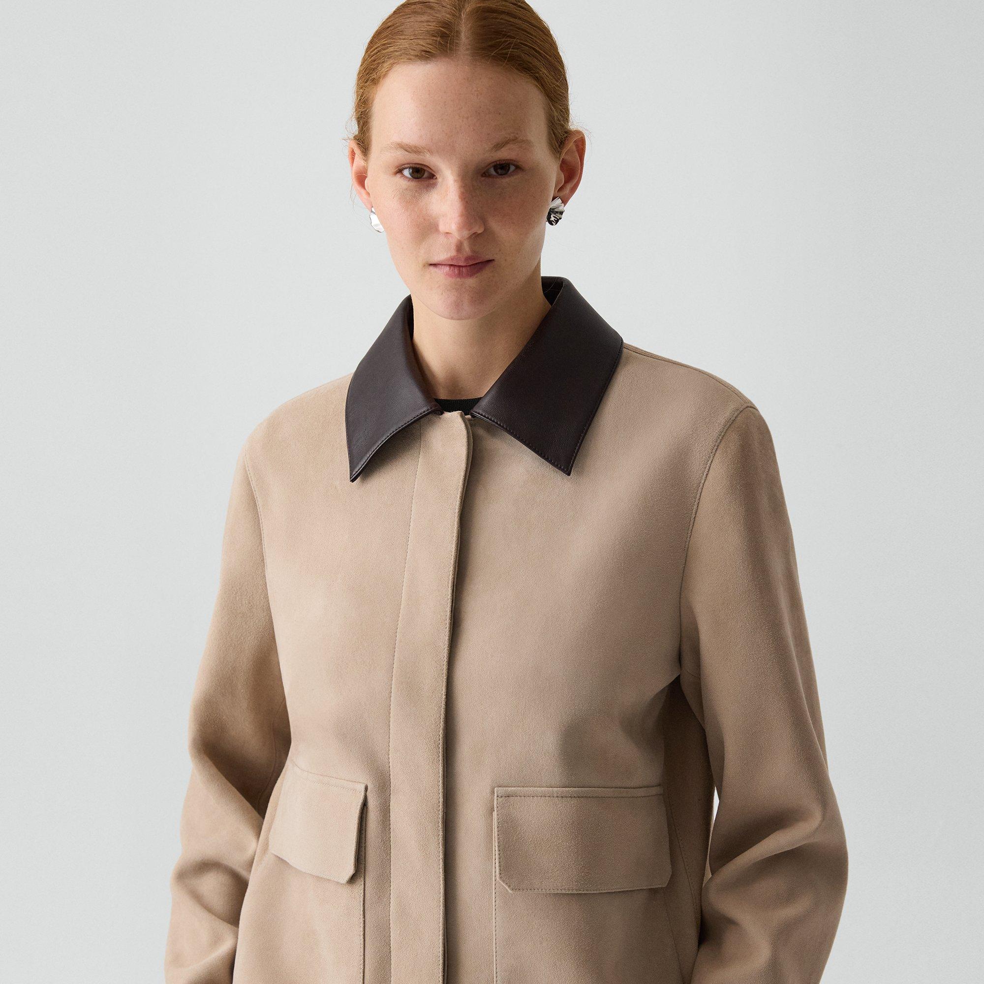 Boxy Patch Pocket Jacket in Suede