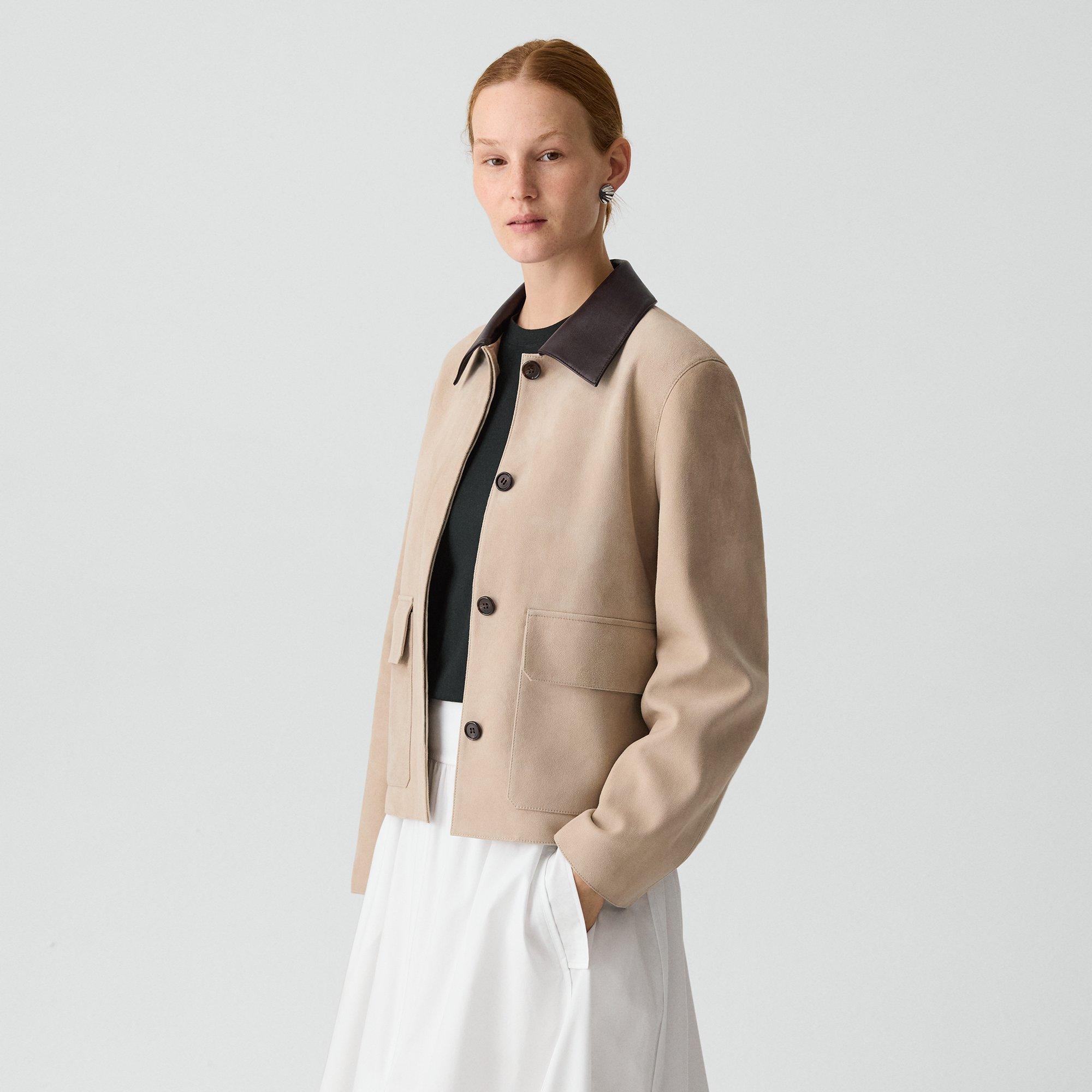 Boxy Patch Pocket Jacket in Suede