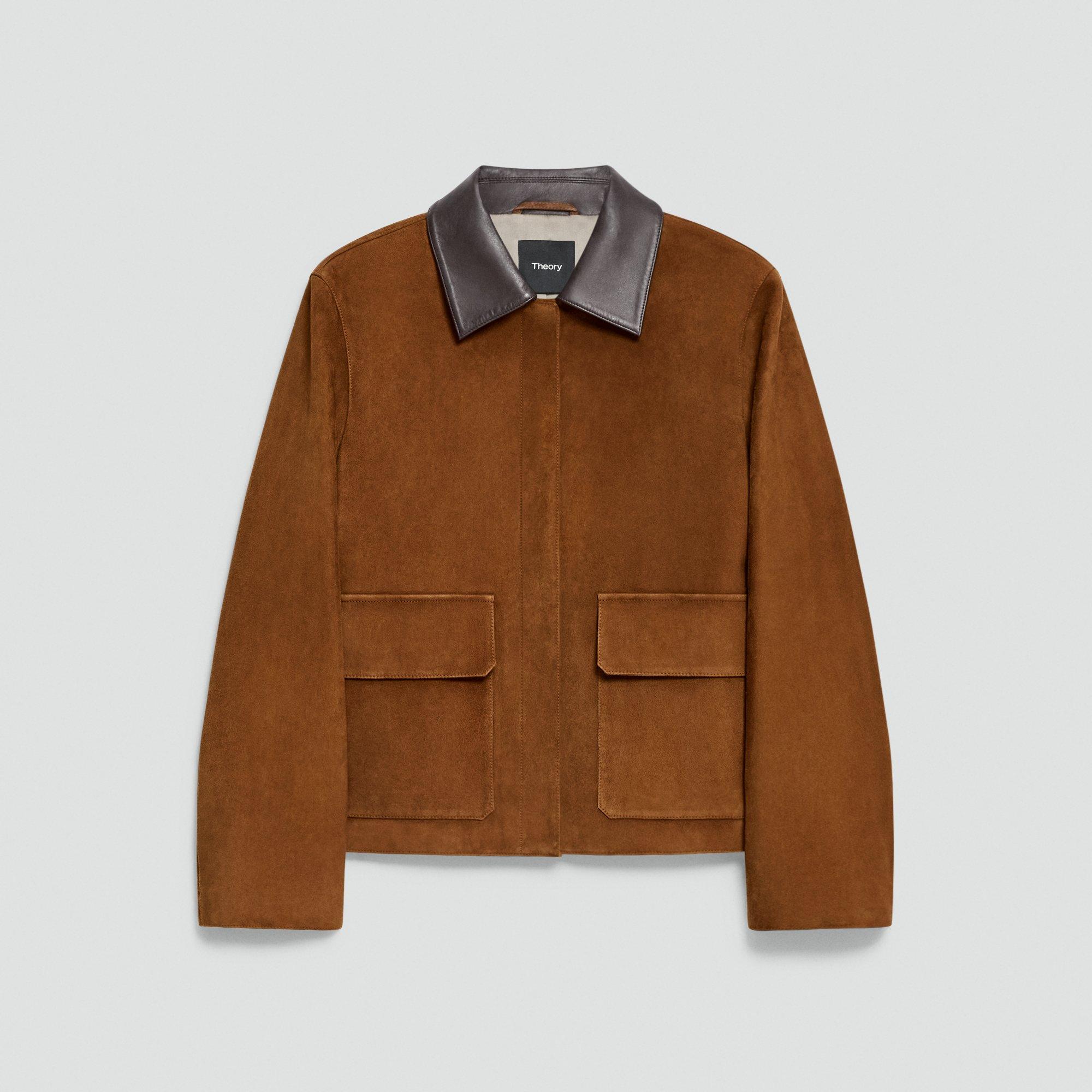 Boxy Patch Pocket Jacket in Suede