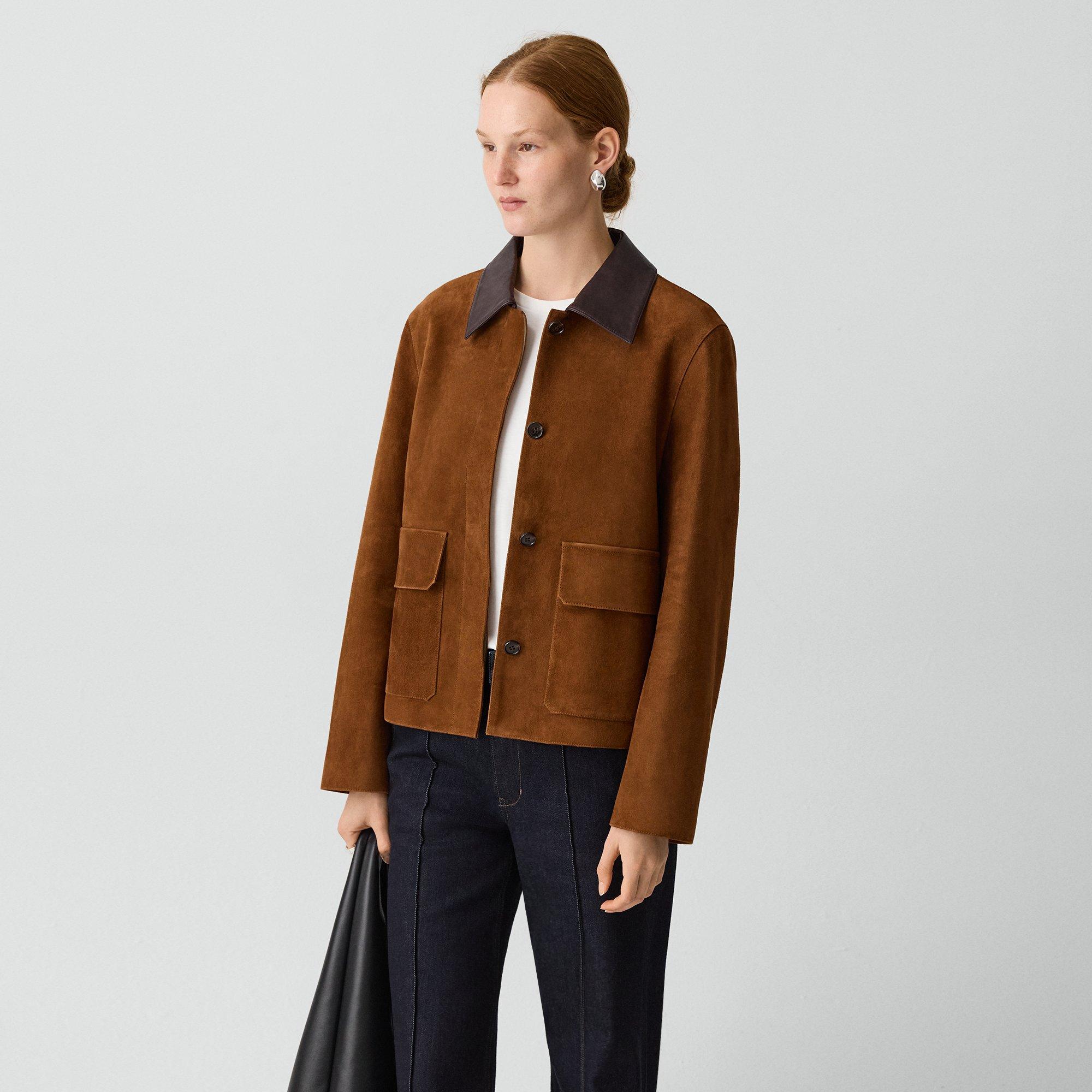Boxy Patch Pocket Jacket in Suede
