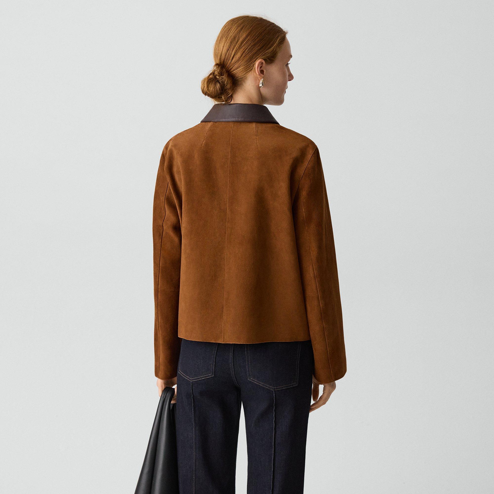 Boxy Patch Pocket Jacket in Suede