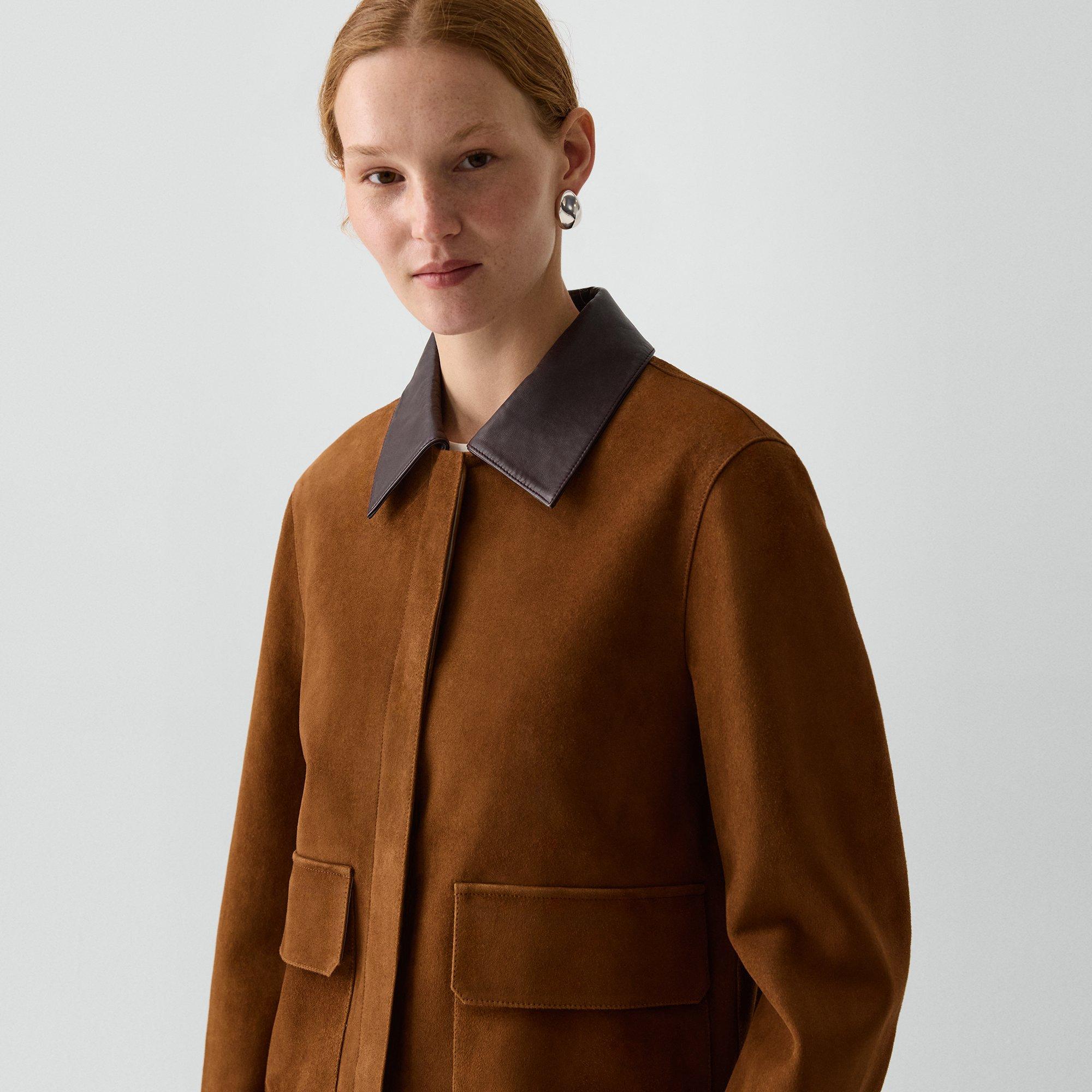 Boxy Patch Pocket Jacket in Suede