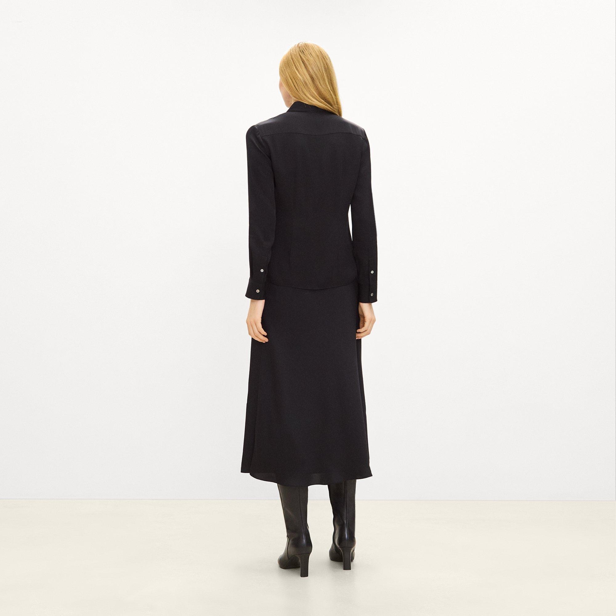 Fluid Pull-On Skirt in Silk Georgette