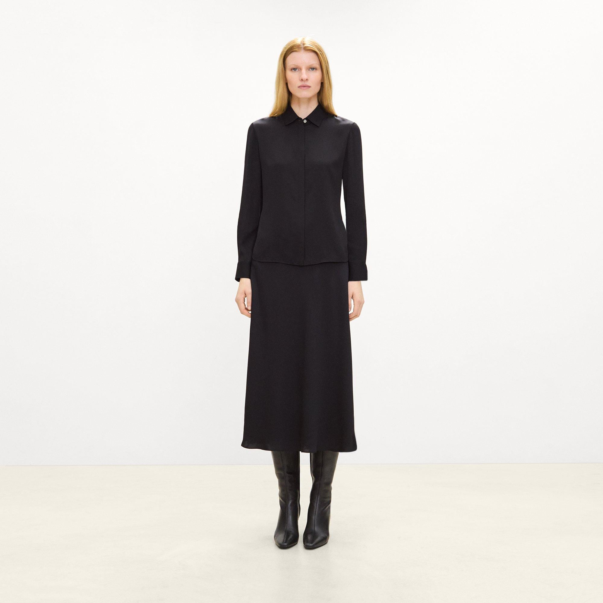 Fluid Pull-On Skirt in Silk Georgette